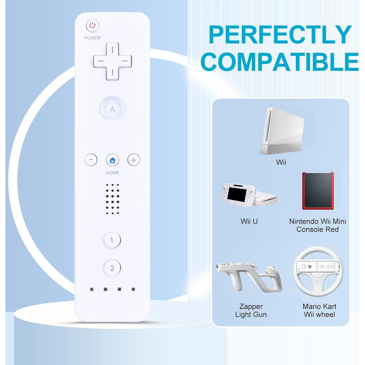 Control Remoto RETROSUN para Nintendo Wii/Wii U con Motion Plus y Nunchuck Integrados - Blanco