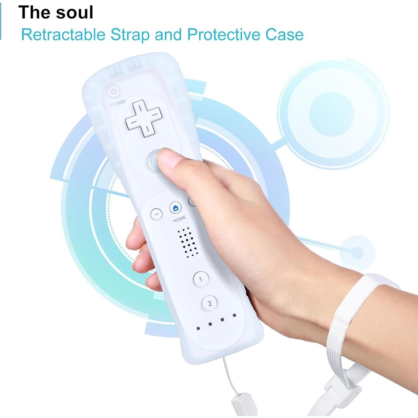 Control Remoto RETROSUN para Nintendo Wii/Wii U con Motion Plus y Nunchuck Integrados - Blanco