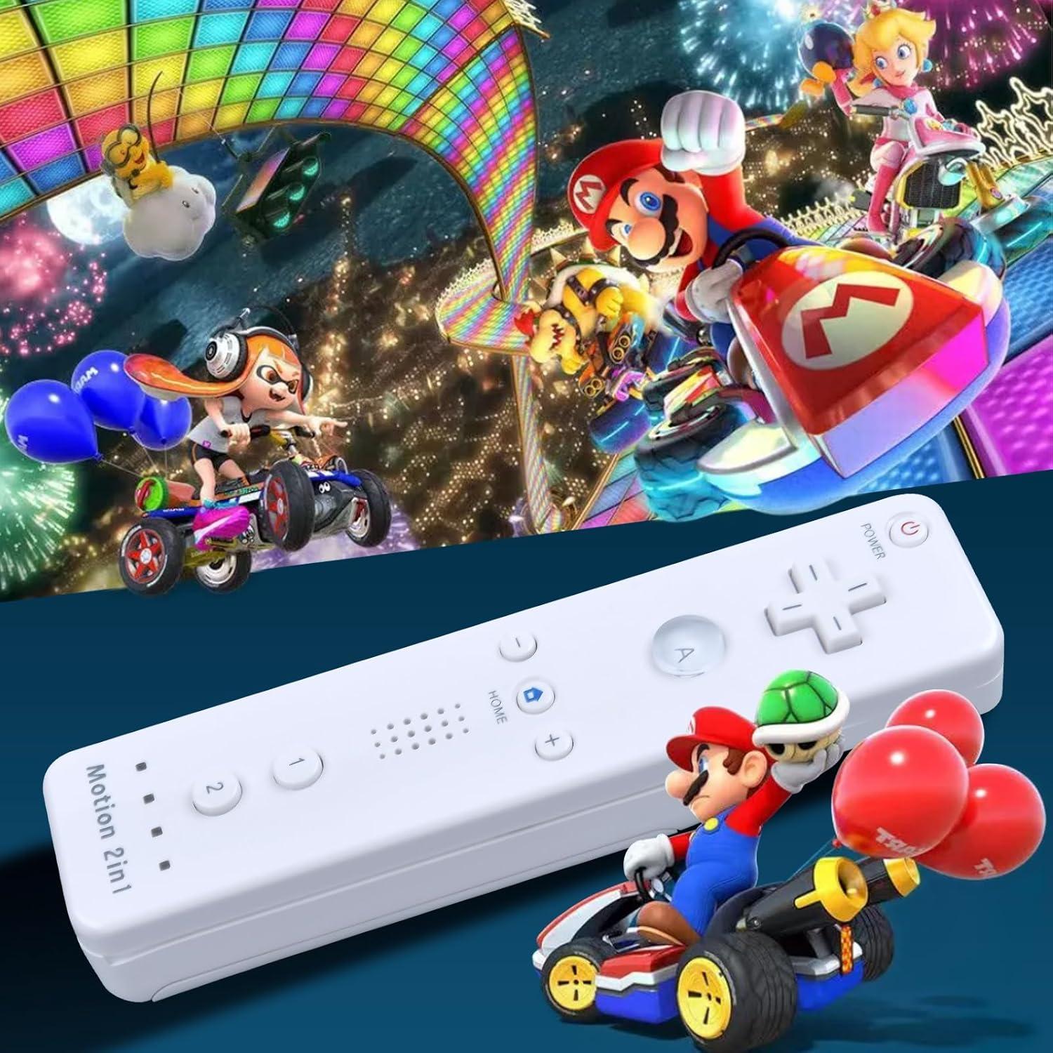 Control Remoto RETROSUN para Nintendo Wii/Wii U con Motion Plus y Nunchuck Integrados - Blanco