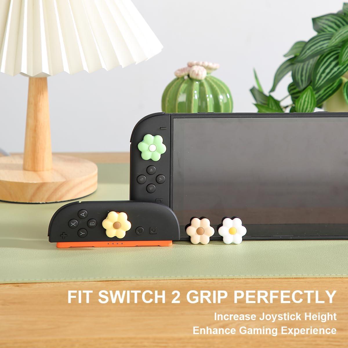 Empuñaduras para Pulgar CasosexploreLab para Nintendo Switch 2 - 4 Tapas de Joystick Silicona Floral