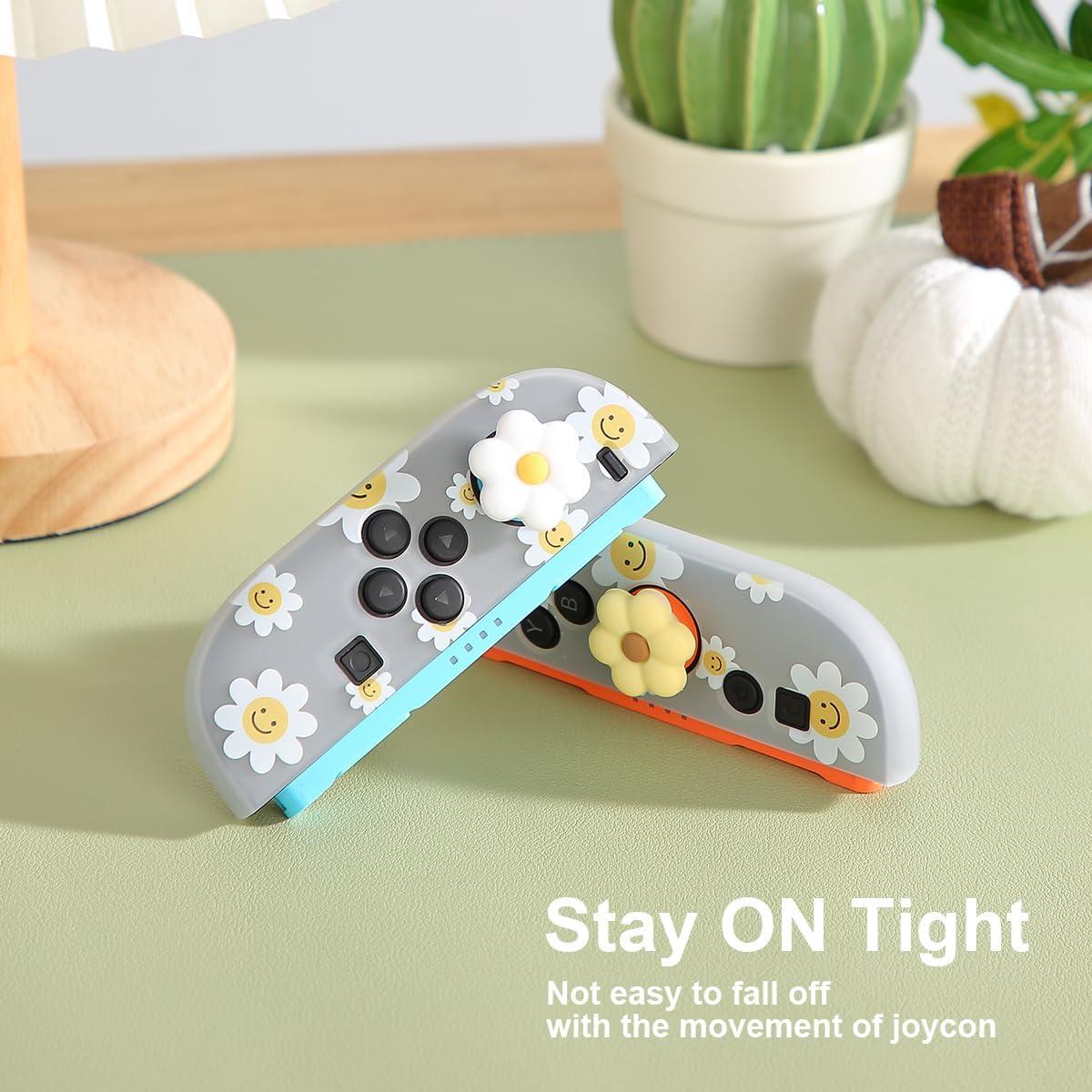 Empuñaduras para Pulgar CasosexploreLab para Nintendo Switch 2 - 4 Tapas de Joystick Silicona Floral
