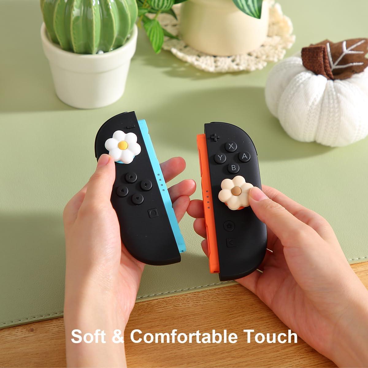 Empuñaduras para Pulgar CasosexploreLab para Nintendo Switch 2 - 4 Tapas de Joystick Silicona Floral