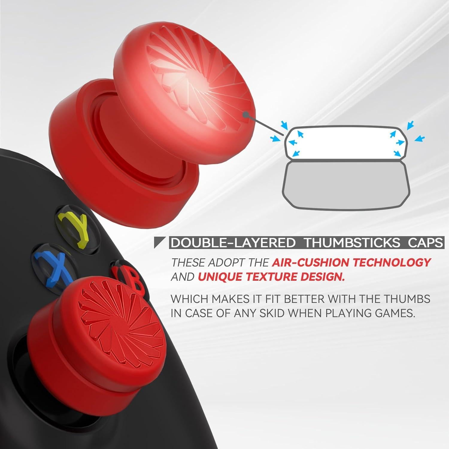 Tapas de Joystick Ergonómicas PlayVital para PS5, PS4, Xbox y Switch Pro - Rojo Pasión