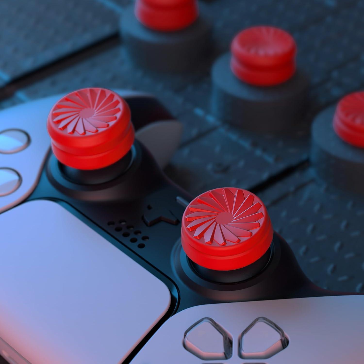 Tapas de Joystick Ergonómicas PlayVital para PS5, PS4, Xbox y Switch Pro - Rojo Pasión