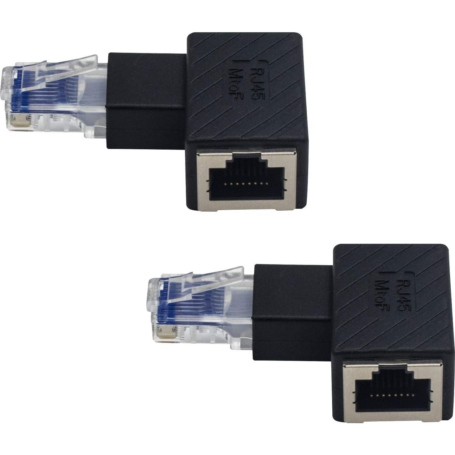 Adaptador Ethernet Duttek 90 Grados RJ45 Macho a Hembra