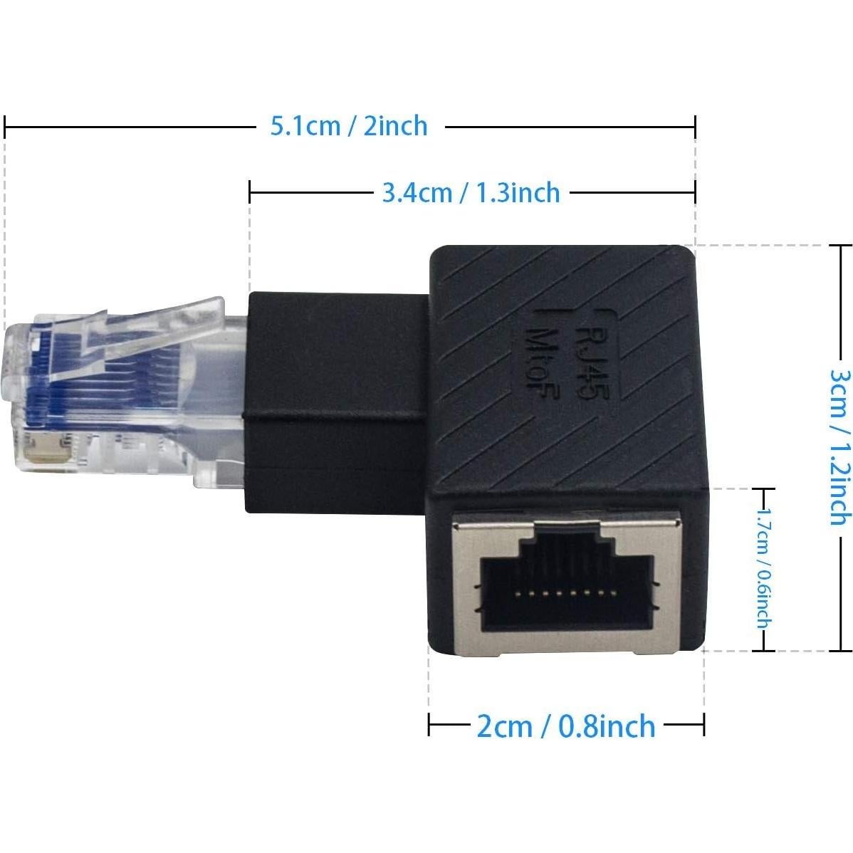 Adaptador Ethernet Duttek 90 Grados RJ45 Macho a Hembra