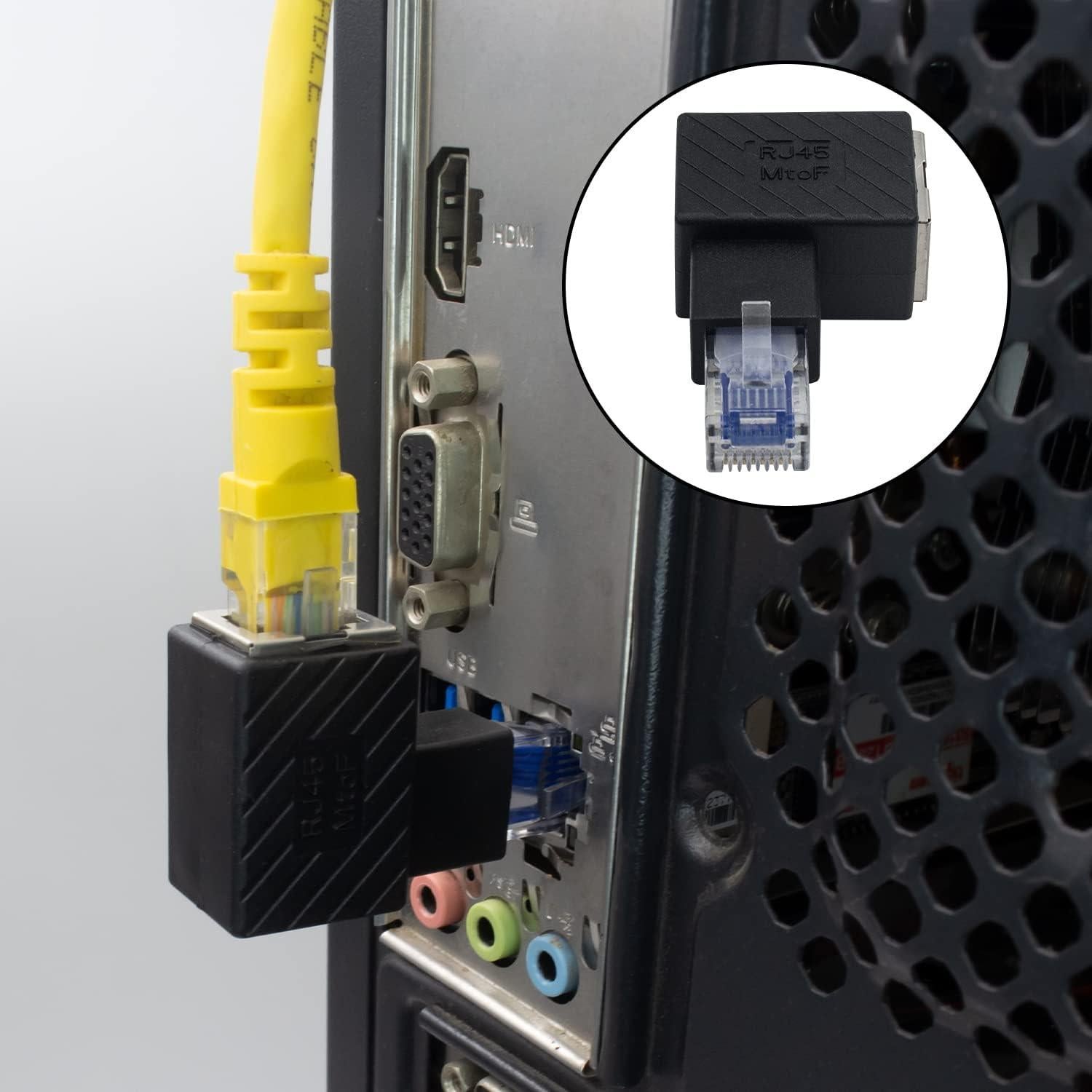 Adaptador Ethernet Duttek 90 Grados RJ45 Macho a Hembra