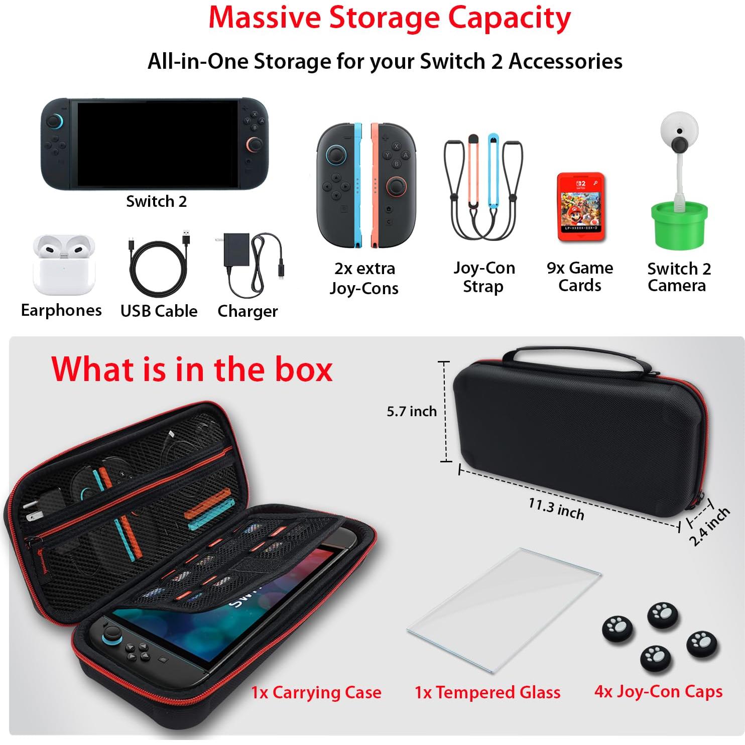 Funda Coolwee para Nintendo Switch 2 con Protector y Accesorios