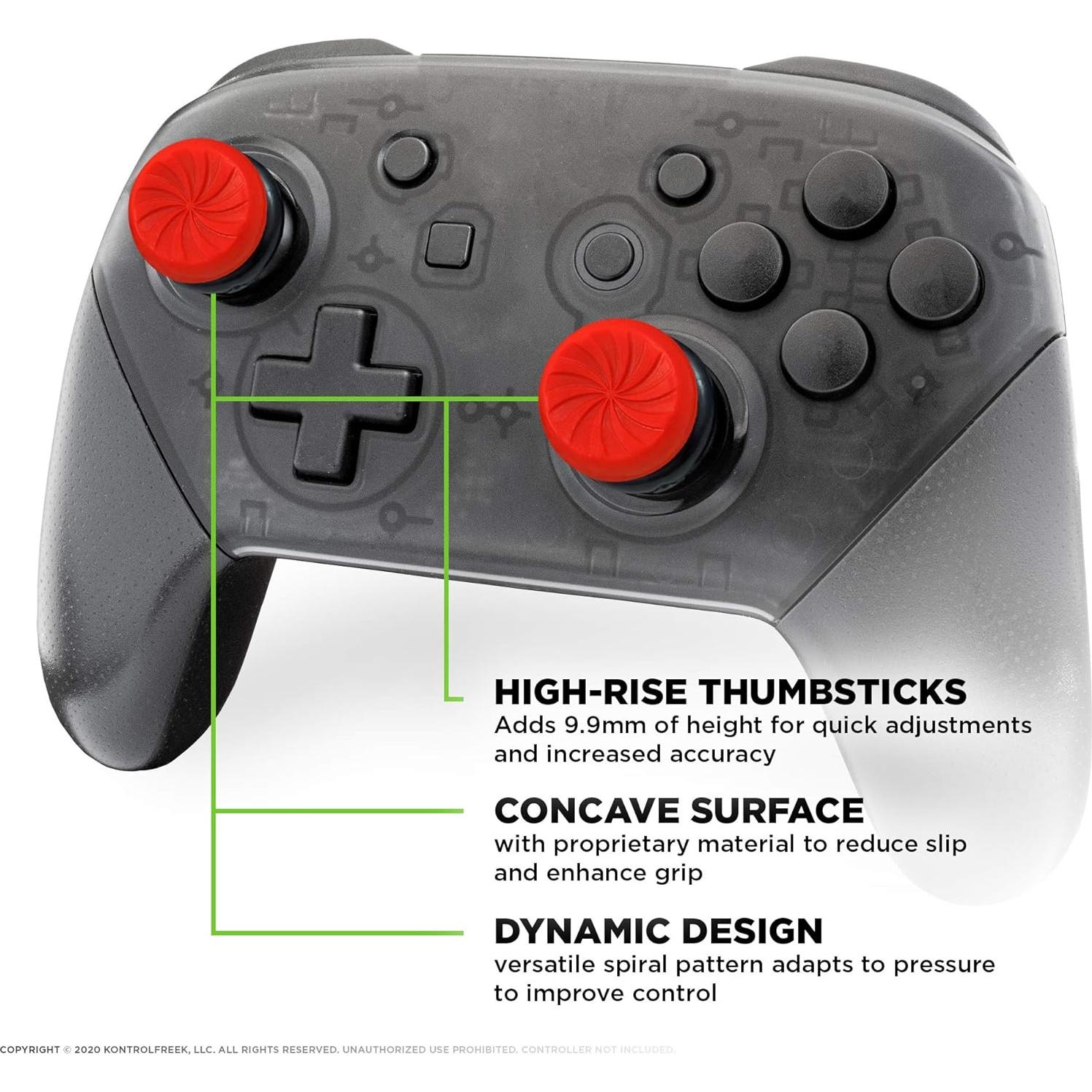 KontrolFreek FPS Freek Inferno for Nintendo Switch Pro Controller | Performance Thumbsticks | 2 High-Rise Concave | Red