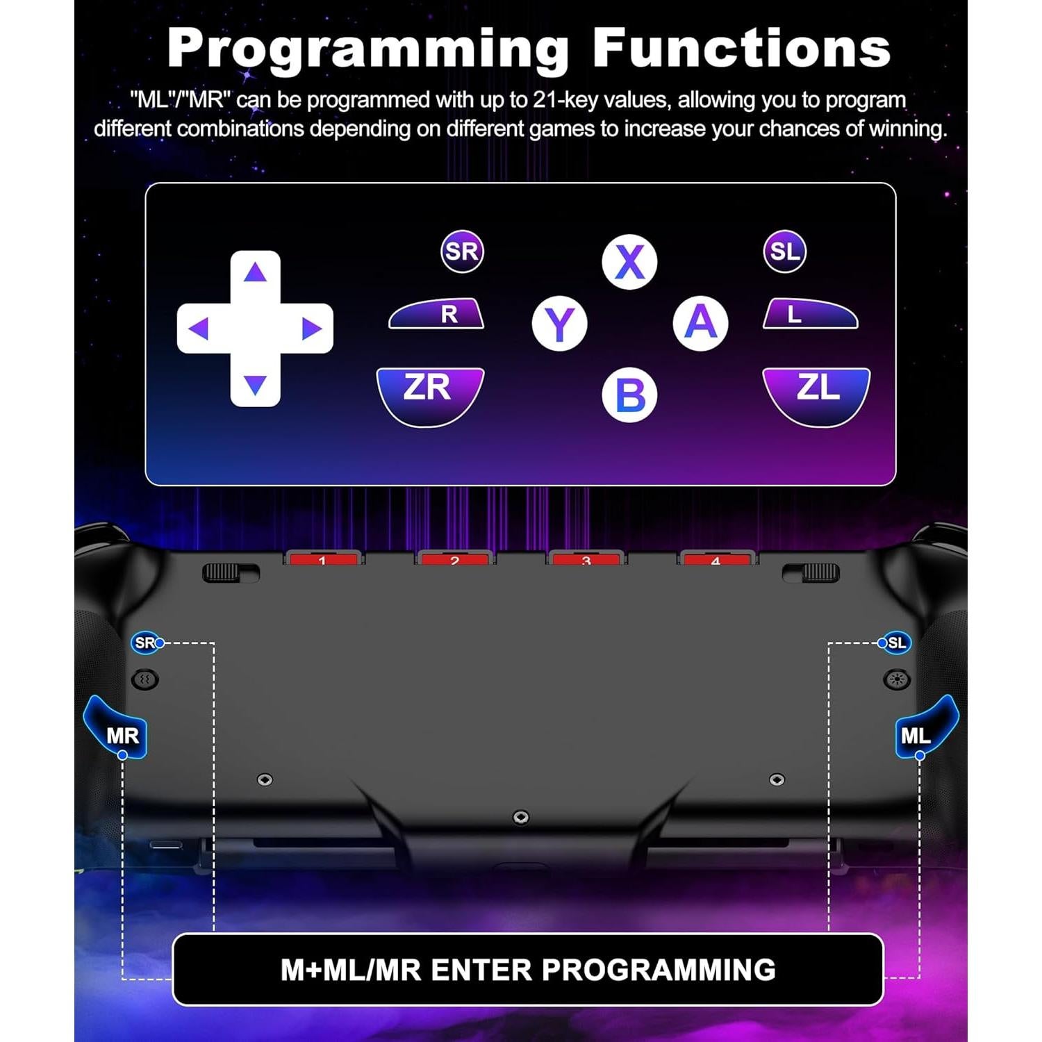Controlador Inalámbrico para Nintendo Switch NinABXY JC206 - Efecto Hall, Turbo
