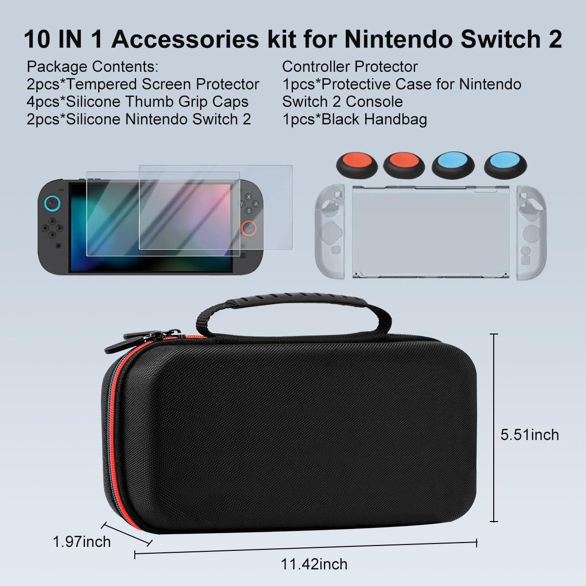 Kit de Accesorios Nintendo Switch 2 - 10 en 1 con Protectores