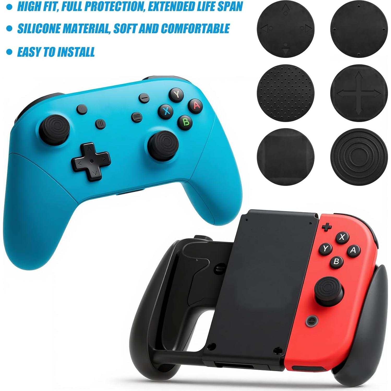 6 Empuñaduras de Pulgar Silicona Negra YEWANG para Controlador