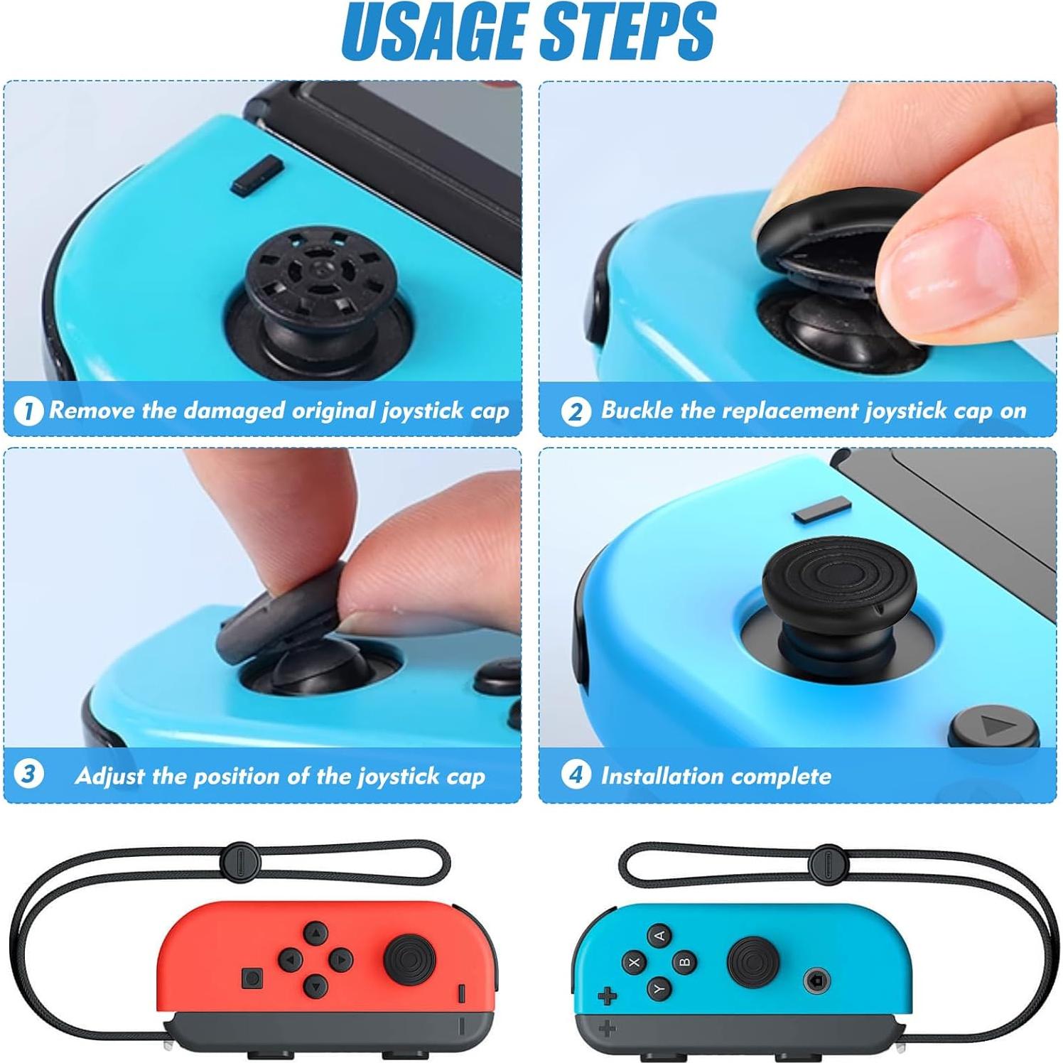 6 Empuñaduras de Pulgar Silicona Negra YEWANG para Controlador