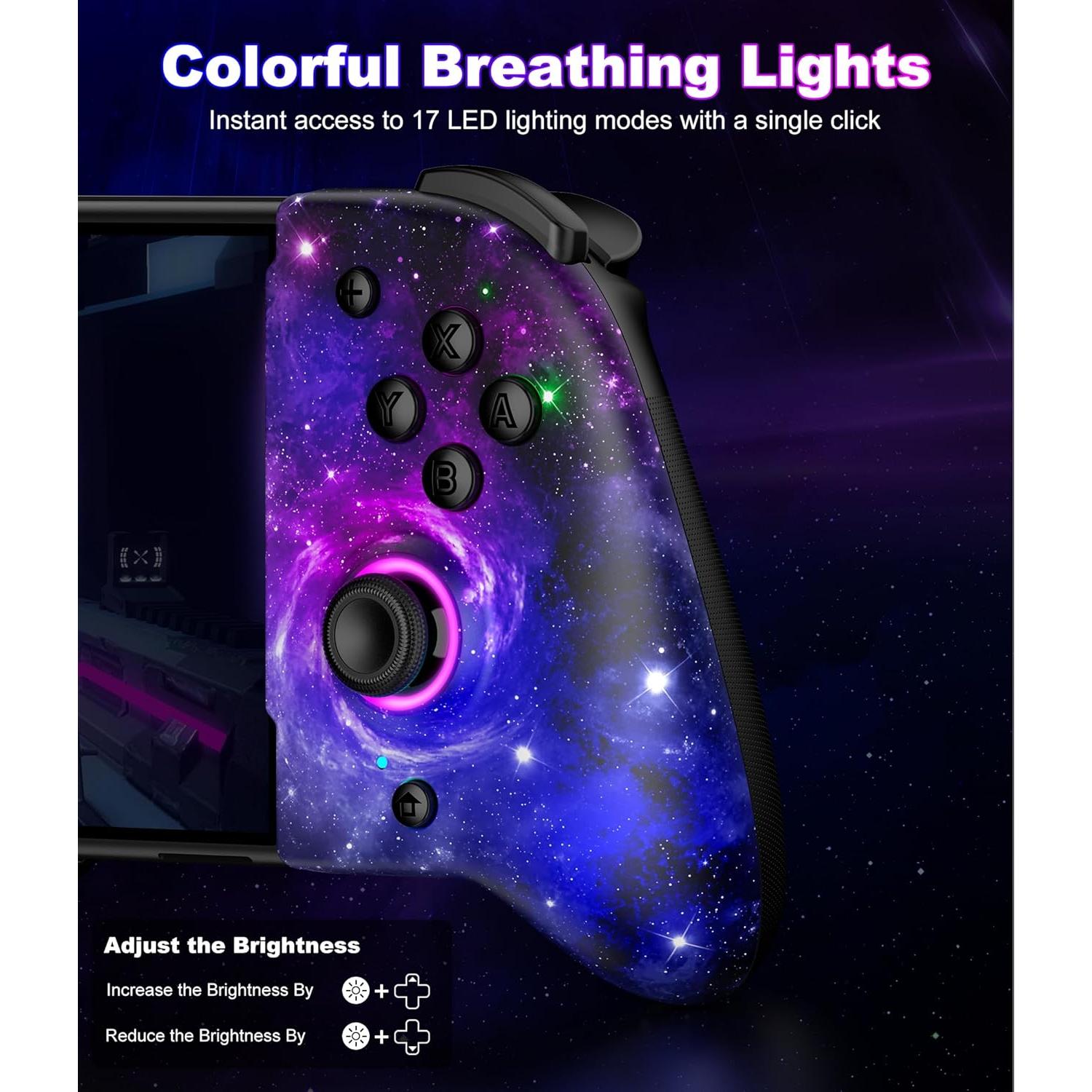 Controlador Inalámbrico Spican para Nintendo Switch/OLED - Joypad Ergonómico con Luces