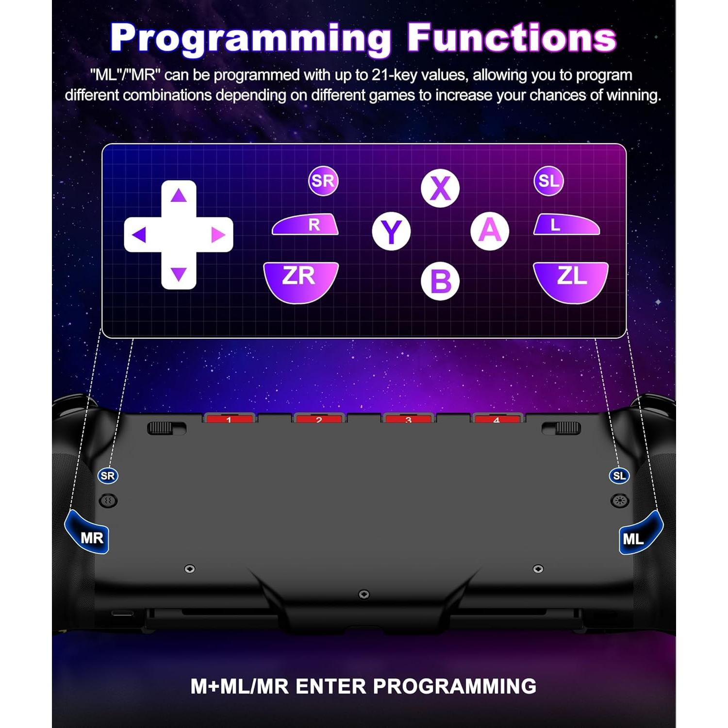 Controlador Inalámbrico Spican para Nintendo Switch/OLED - Joypad Ergonómico con Luces