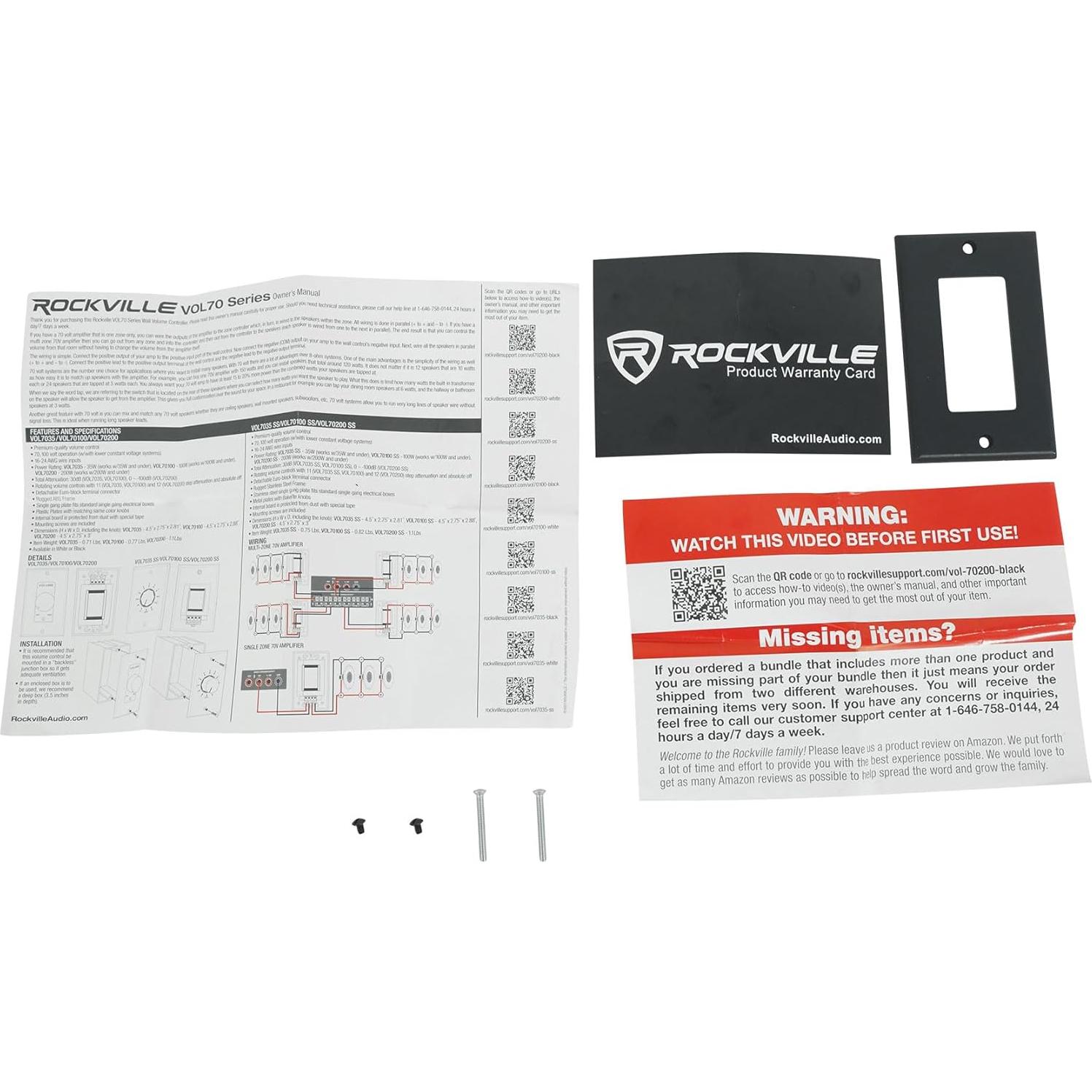 Controlador de Volumen Rockville VOL70200 200W 70V Negro