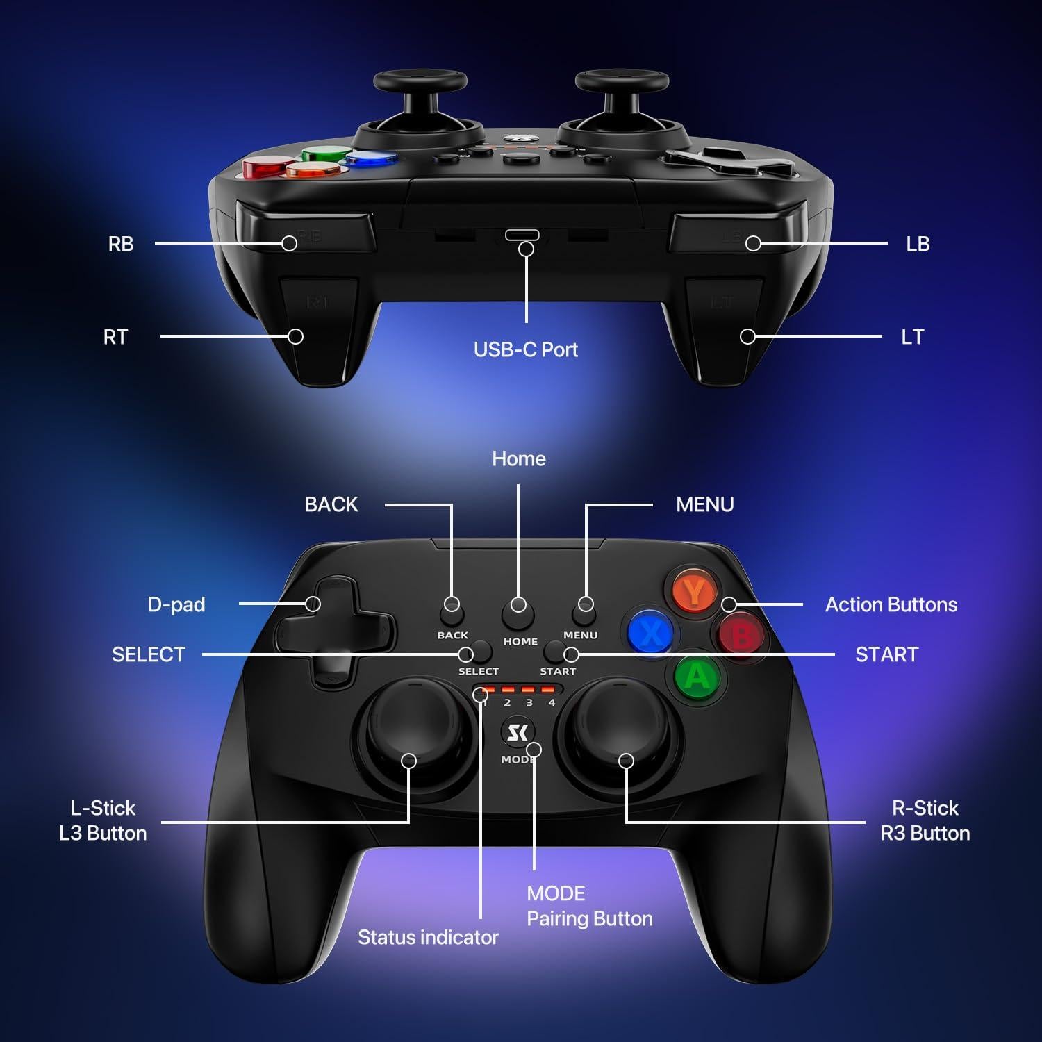 Controlador Inalámbrico ISHAKO para PC y Móvil - Negro