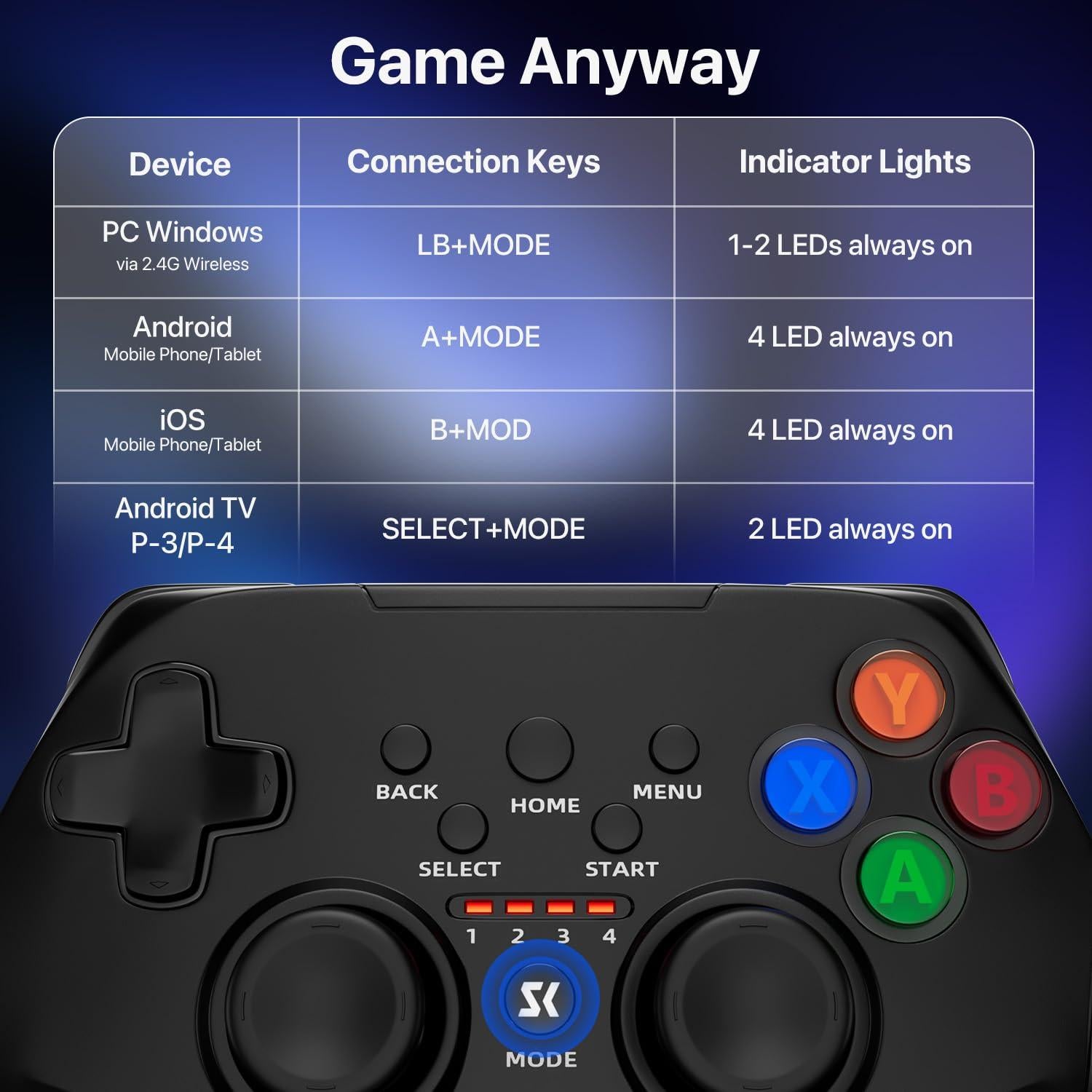 Controlador Inalámbrico ISHAKO para PC y Móvil - Negro