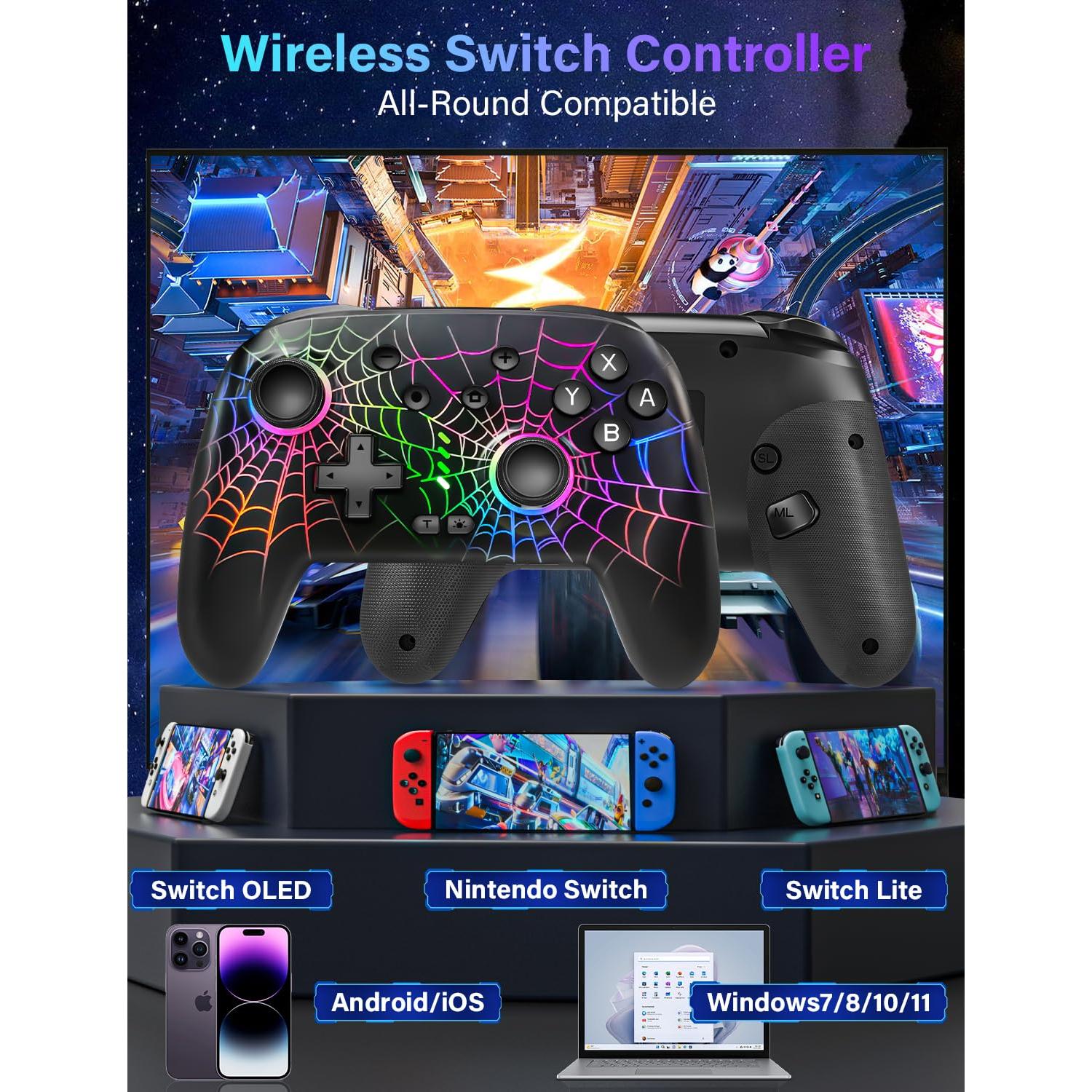 Controlador Inalámbrico RJAD para Nintendo Switch con Luz LED