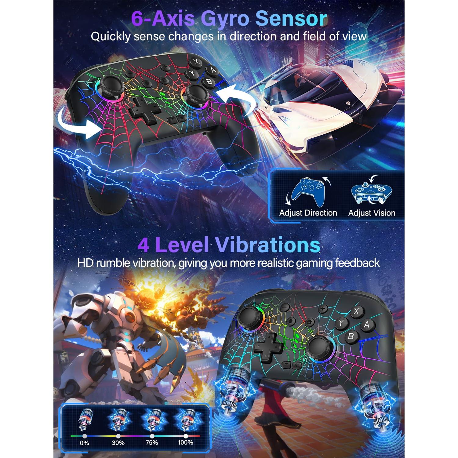 Controlador Inalámbrico RJAD para Nintendo Switch con Luz LED