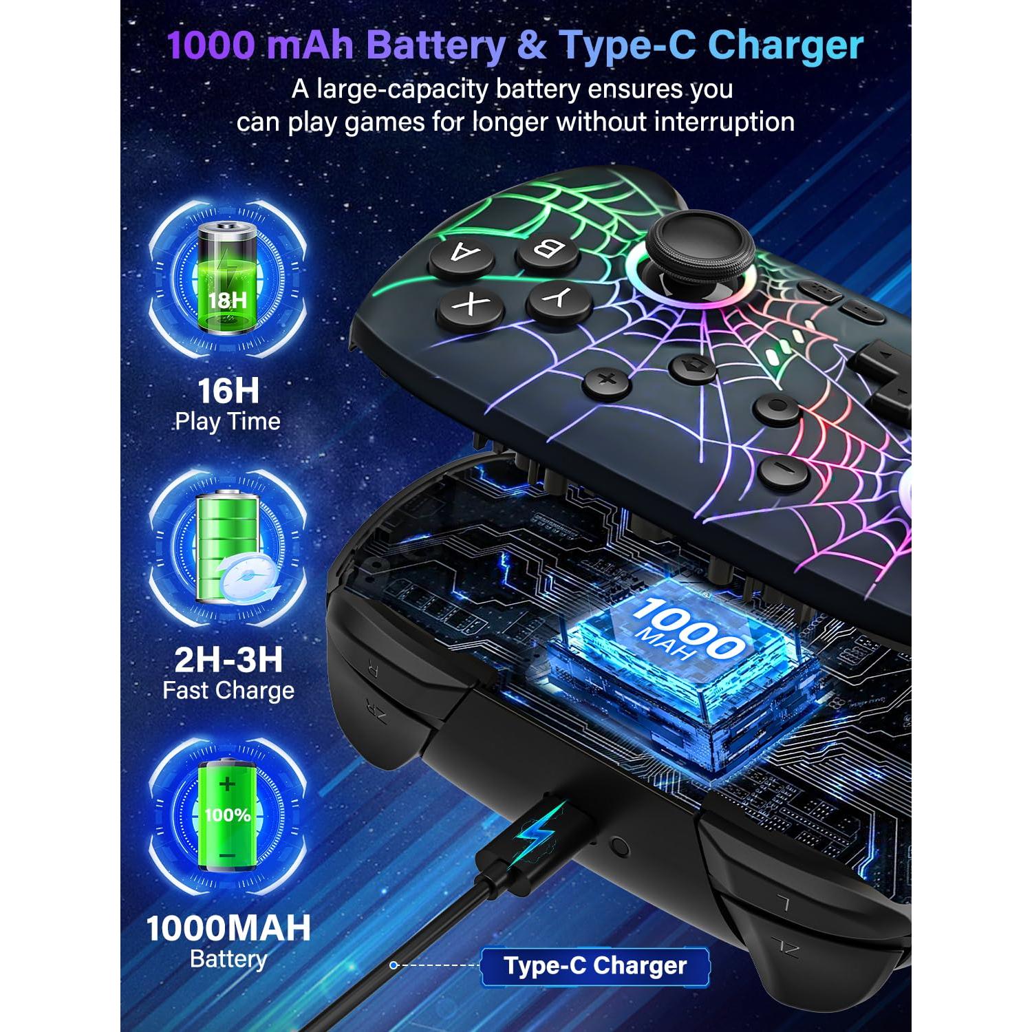 Controlador Inalámbrico RJAD para Nintendo Switch con Luz LED