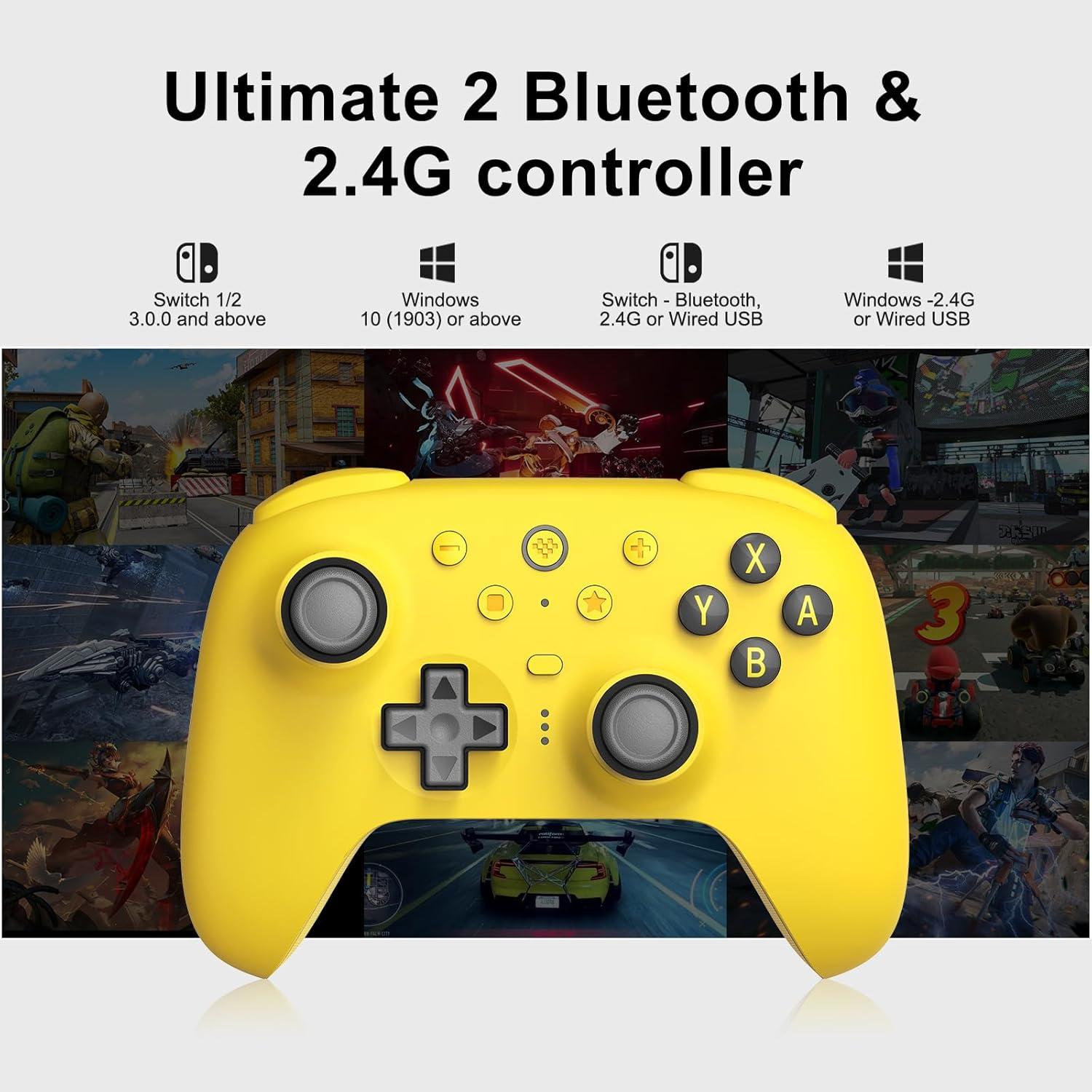 Controlador Bluetooth 8Bitdo Ultimate 2 para Switch y PC - Amarillo