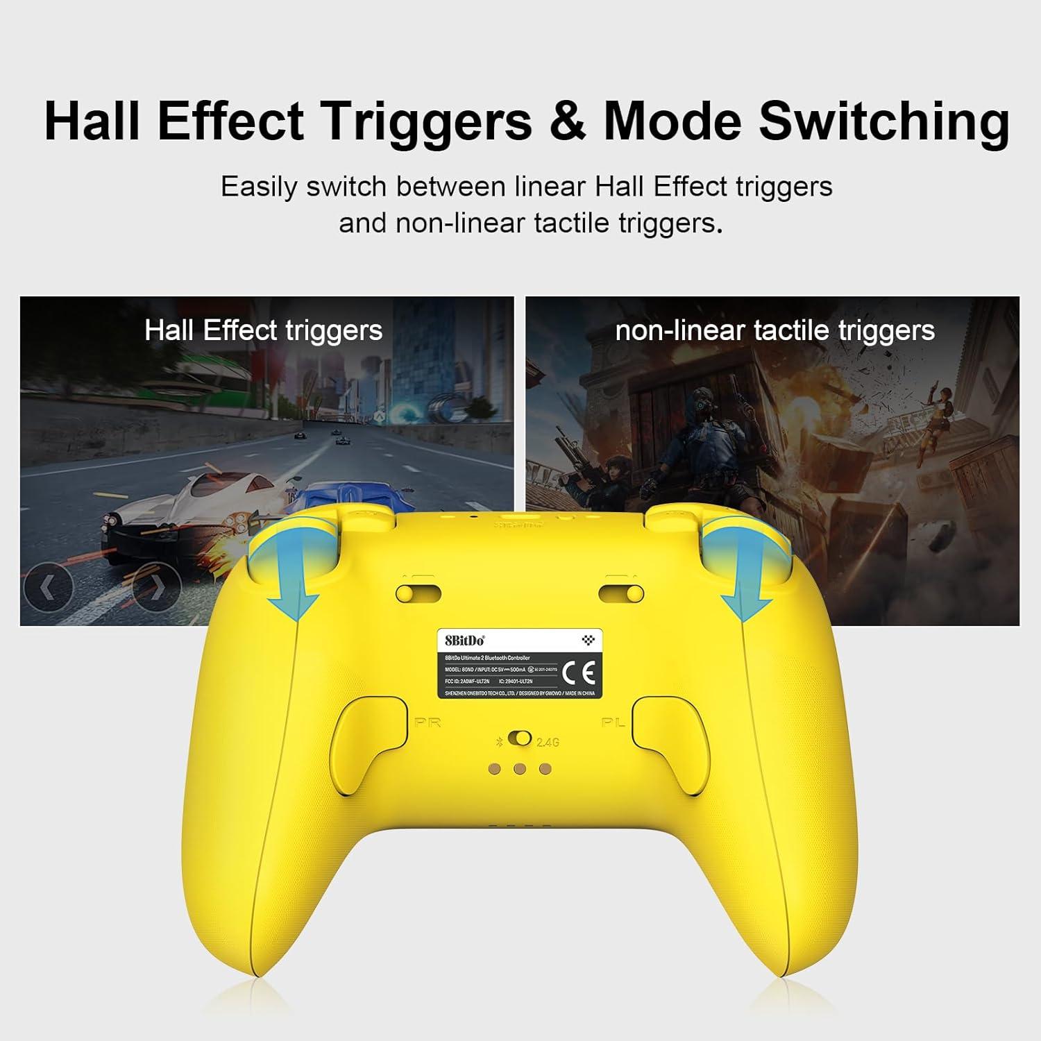 Controlador Bluetooth 8Bitdo Ultimate 2 para Switch y PC - Amarillo