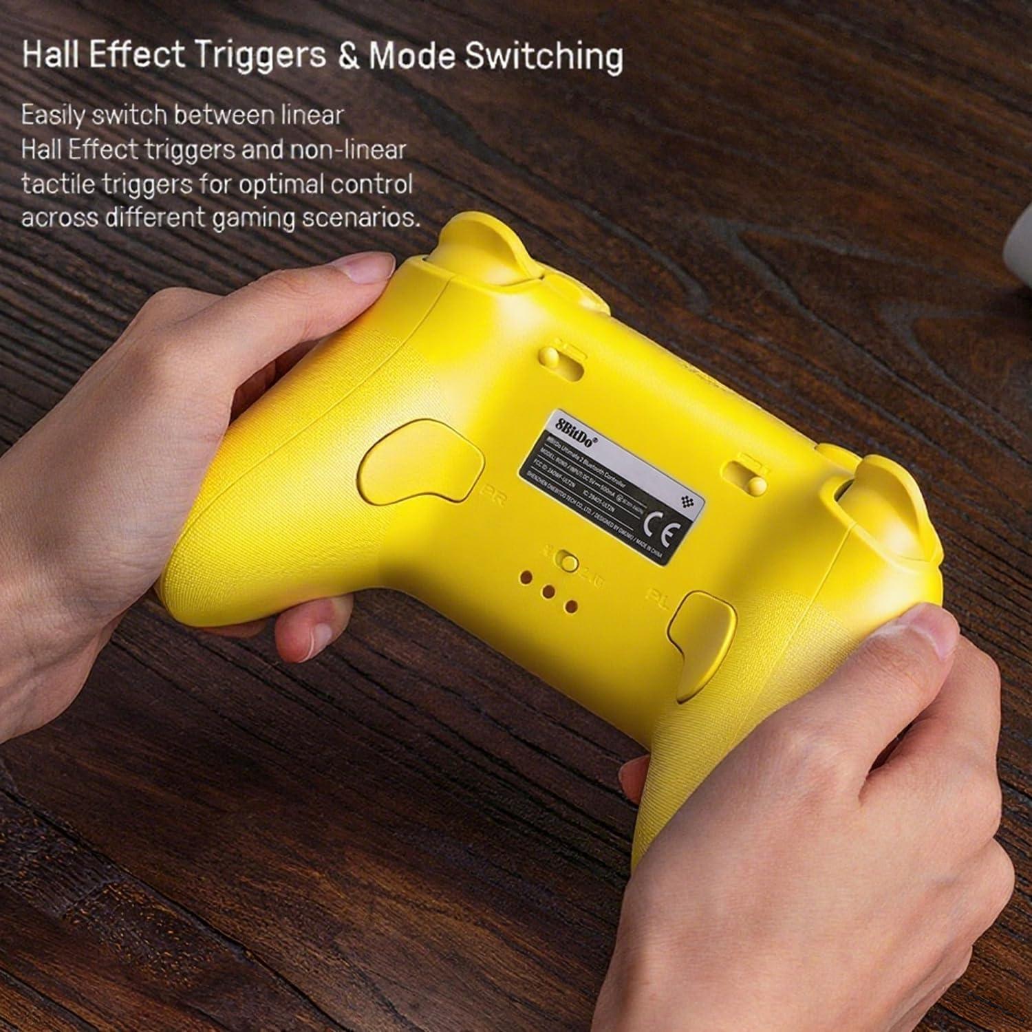 Controlador Bluetooth 8BitDo Ultimate 2 Amarillo con Joysticks TMR