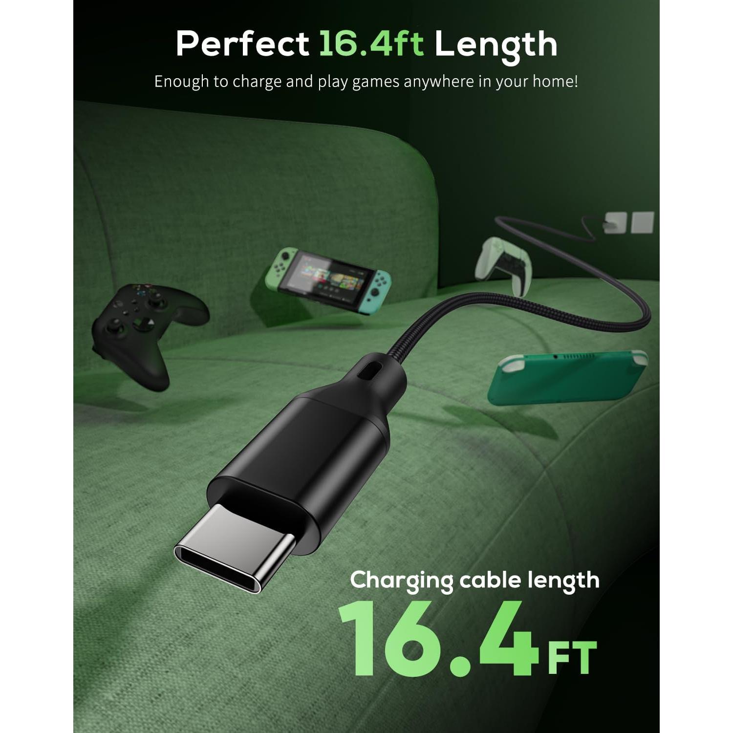 Cable de Carga USB Tipo C 5m MENEEA para PS5/Xbox/Switch
