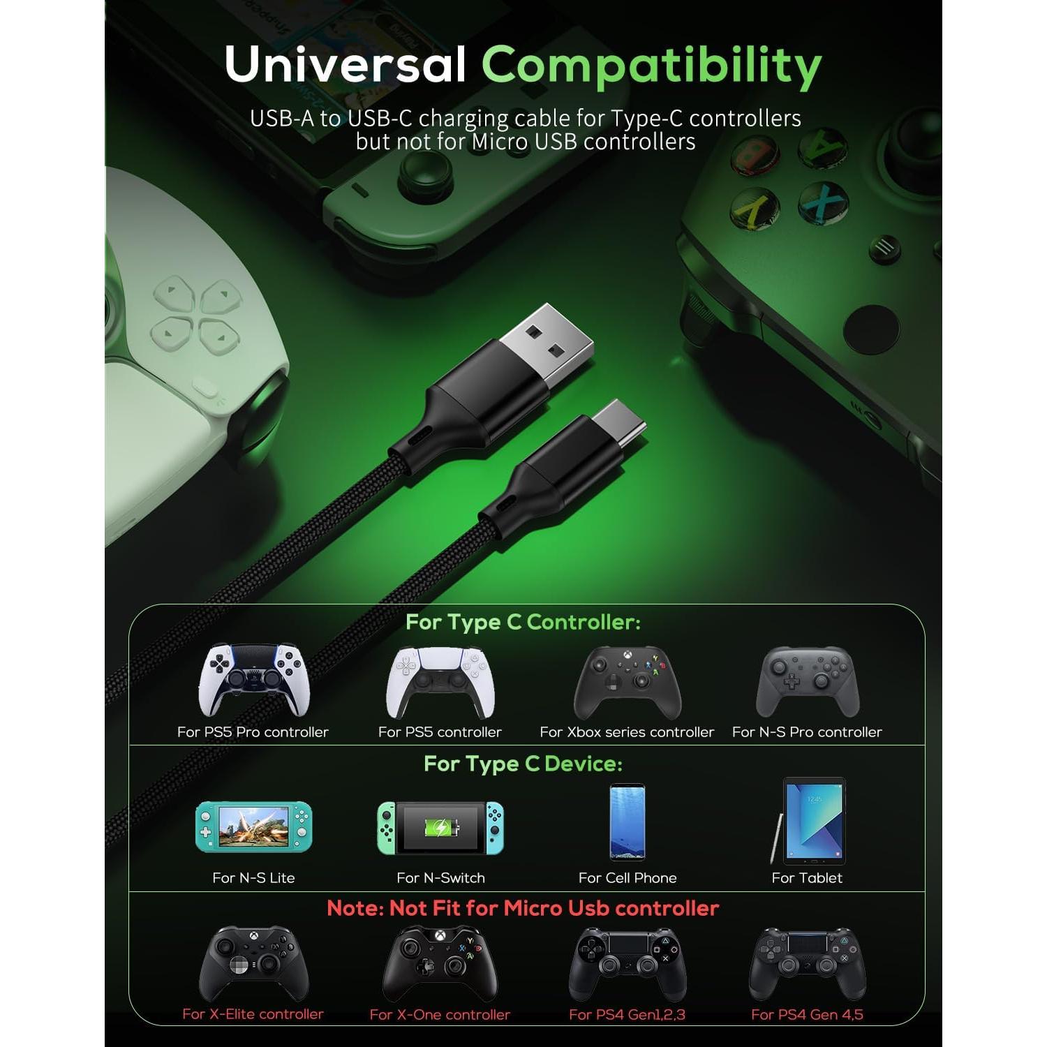 Cable de Carga USB Tipo C 5m MENEEA para PS5/Xbox/Switch