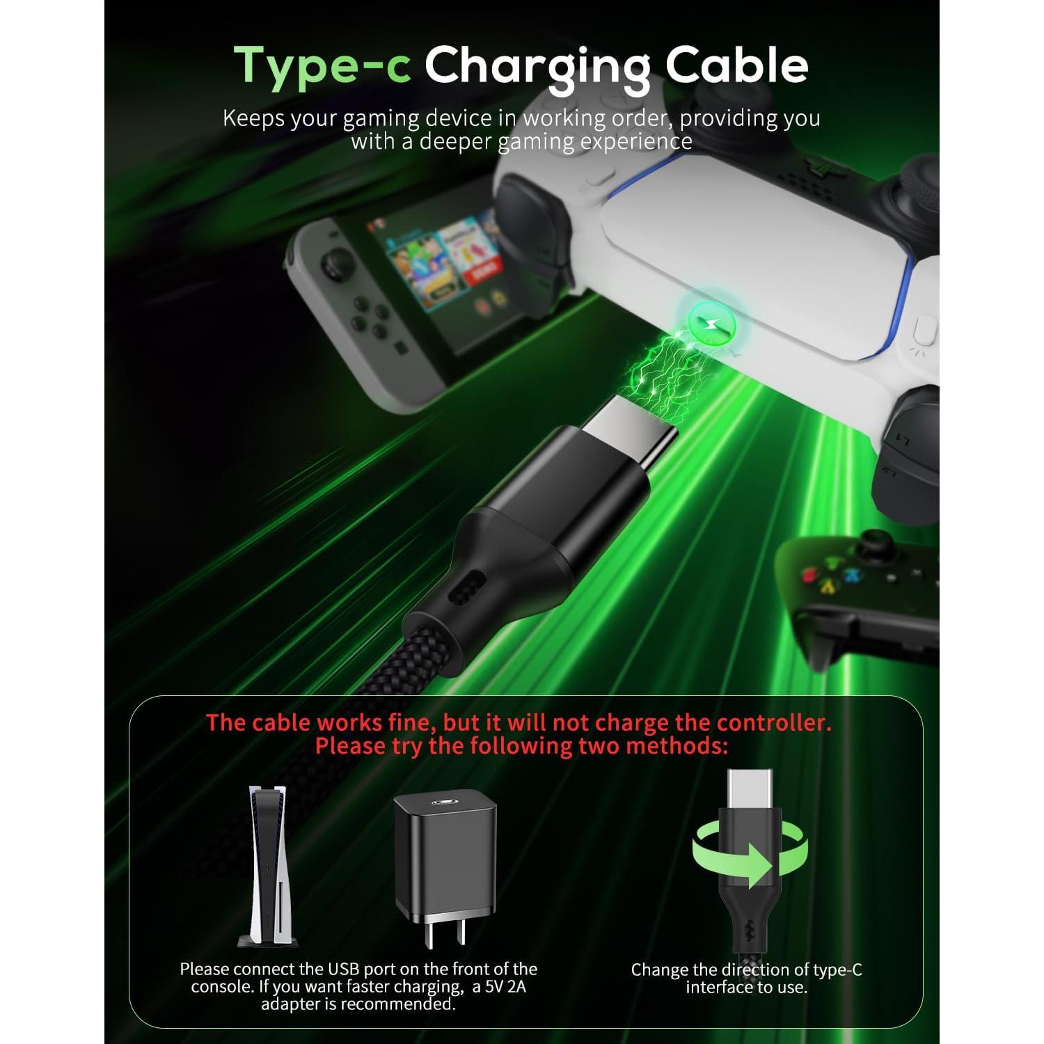 Cable de Carga USB Tipo C 5m MENEEA para PS5/Xbox/Switch