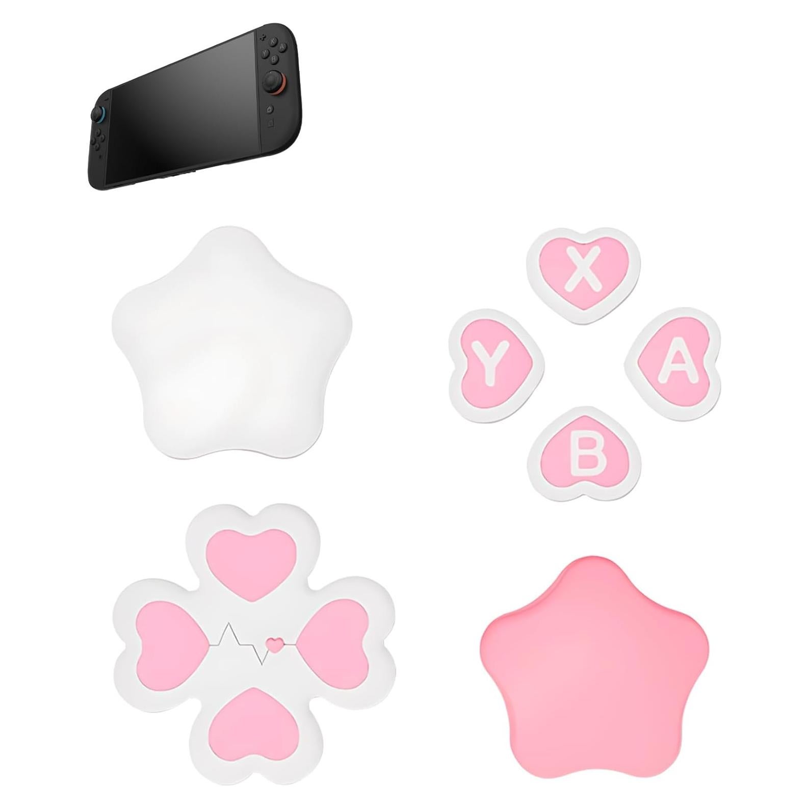 Empuñaduras Joystick Switch 2 UYRUREL Silicona Rosa 4 PCS