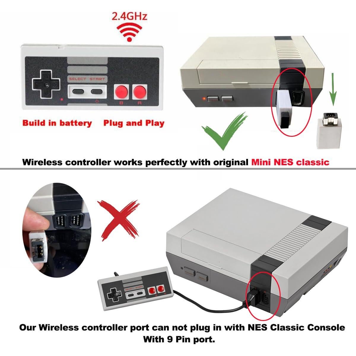 Controlador Inalámbrico ZAMPAM para Mini NES con Adaptador USB