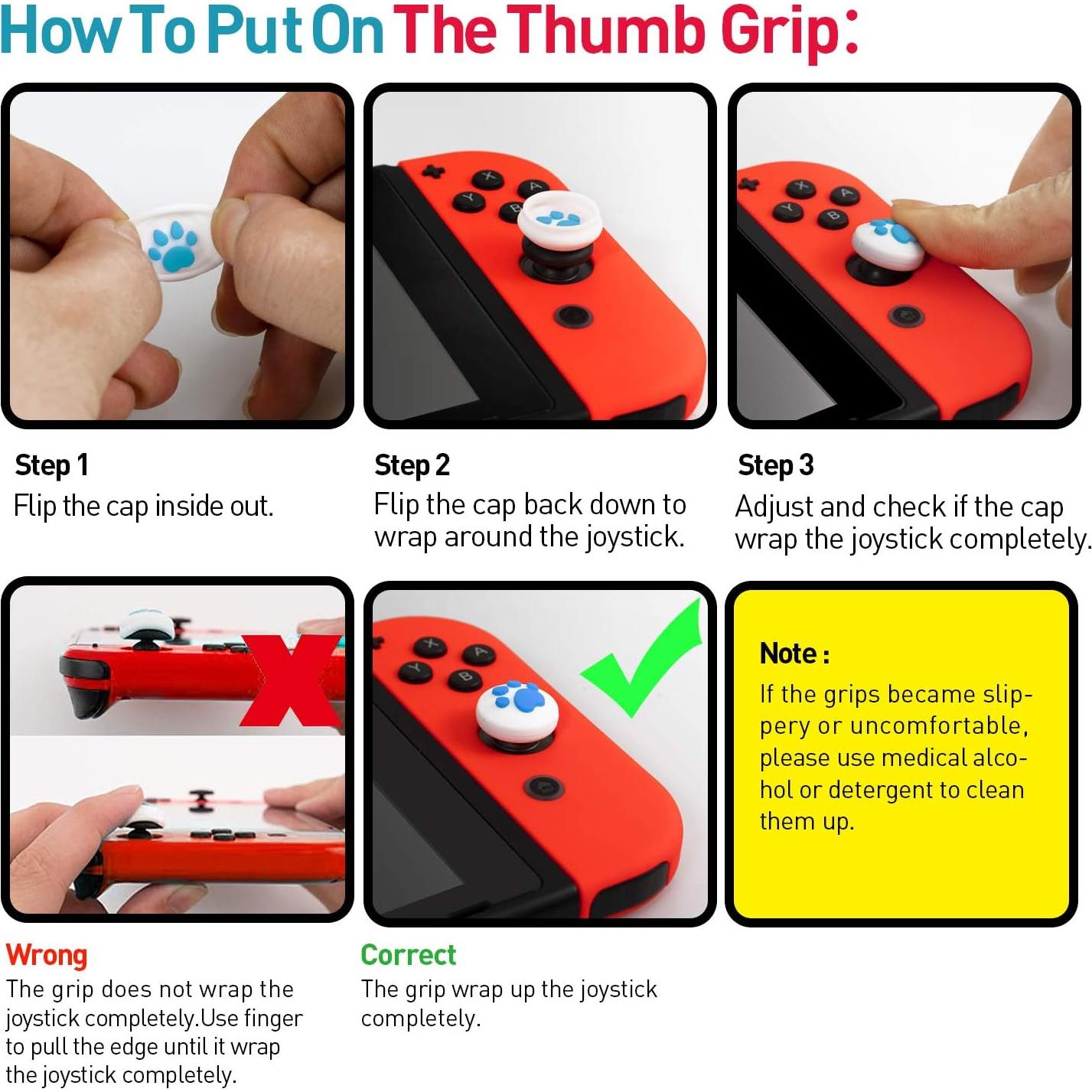 Cubiertas de Pulgar de Garra de Gato Oritikur para Joy-Con Switch