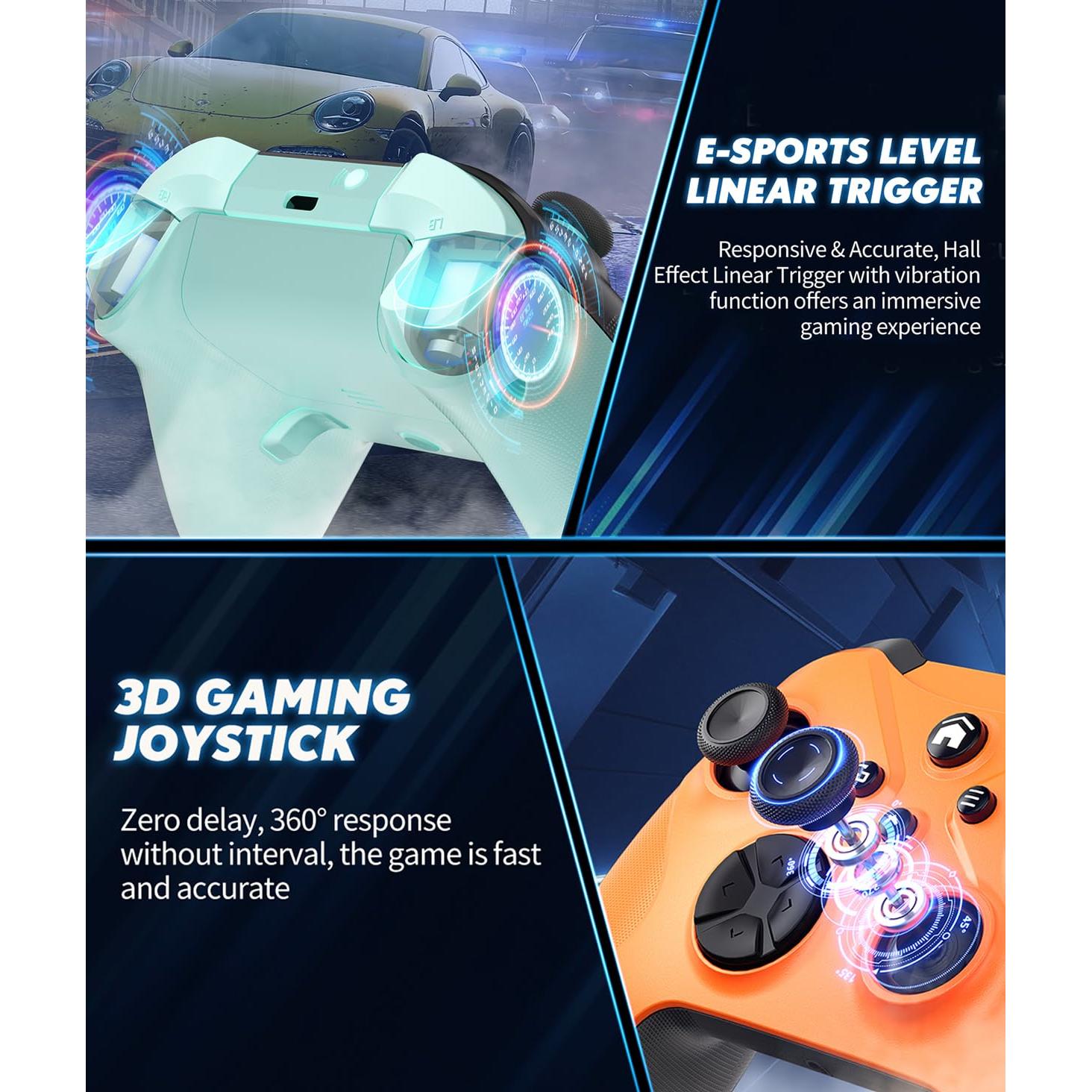 Controlador Inalámbrico Dinosoo para Xbox One/Series X|S - Naranja y Gris