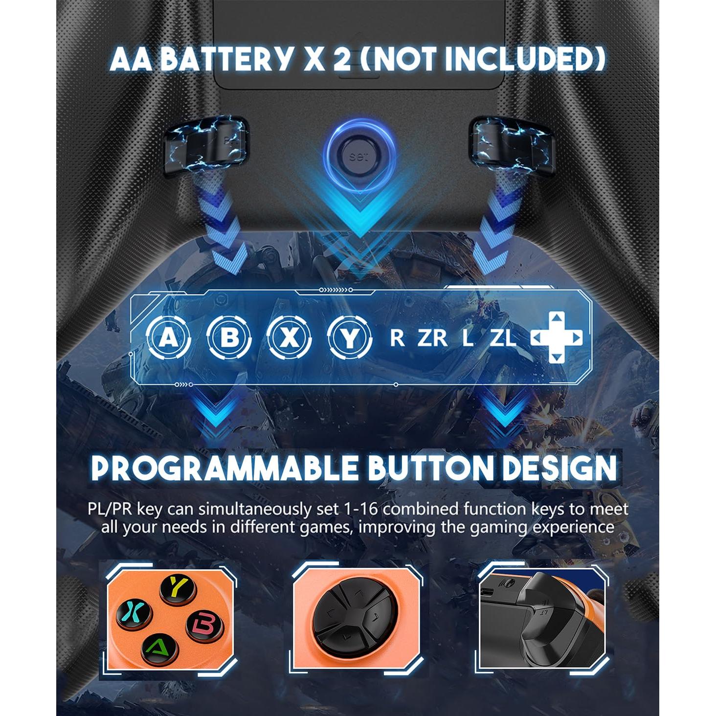 Controlador Inalámbrico Dinosoo para Xbox One/Series X|S - Naranja y Gris