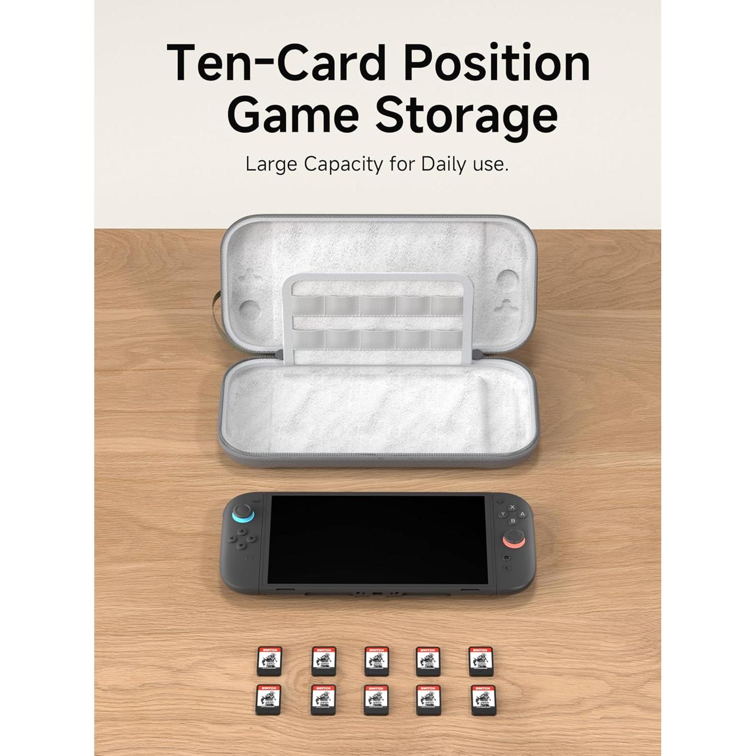 Funda de Transporte Hagibis para Nintendo Switch 2 - Gris, 10 Cartuchos