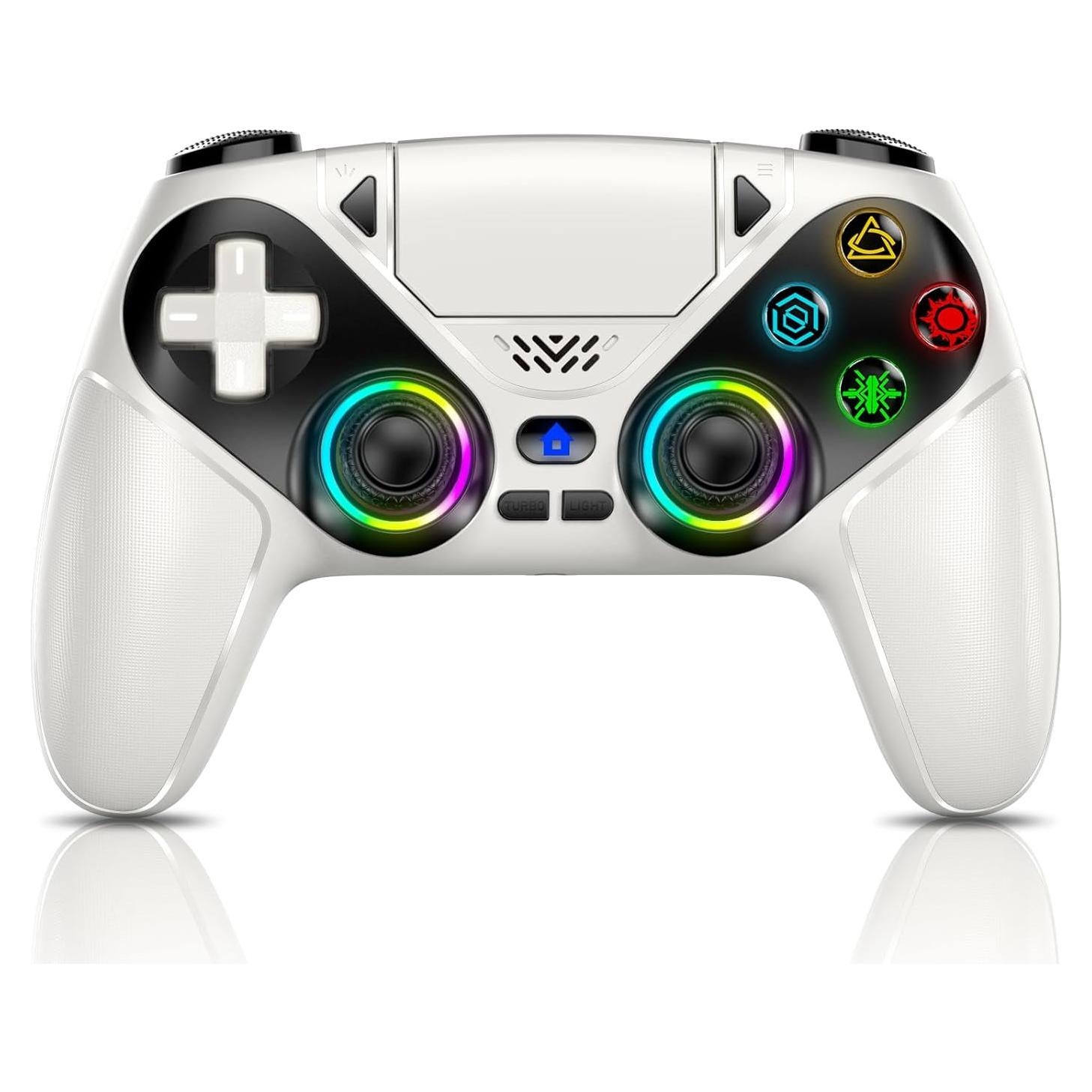 Controlador Inalámbrico Gamrombo para PS5 - Blanco, Doble Vibración, 6 Ejes