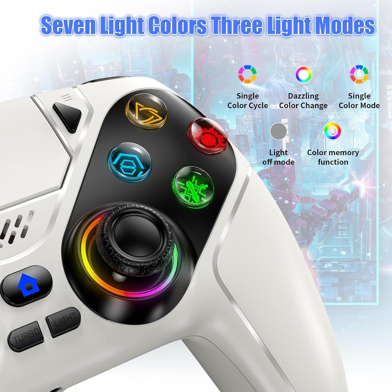 Controlador Inalámbrico Gamrombo para PS5 - Blanco, Doble Vibración, 6 Ejes