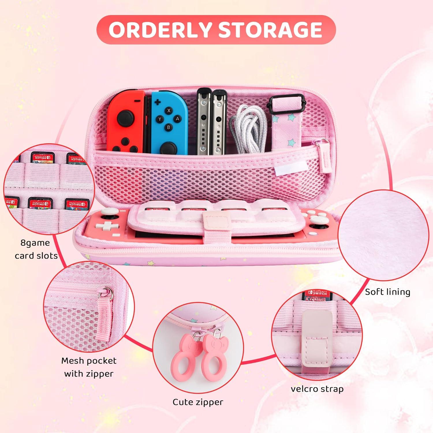 Funda Rosa Unicornio RHOTALL para Nintendo Switch Lite con Accesorios