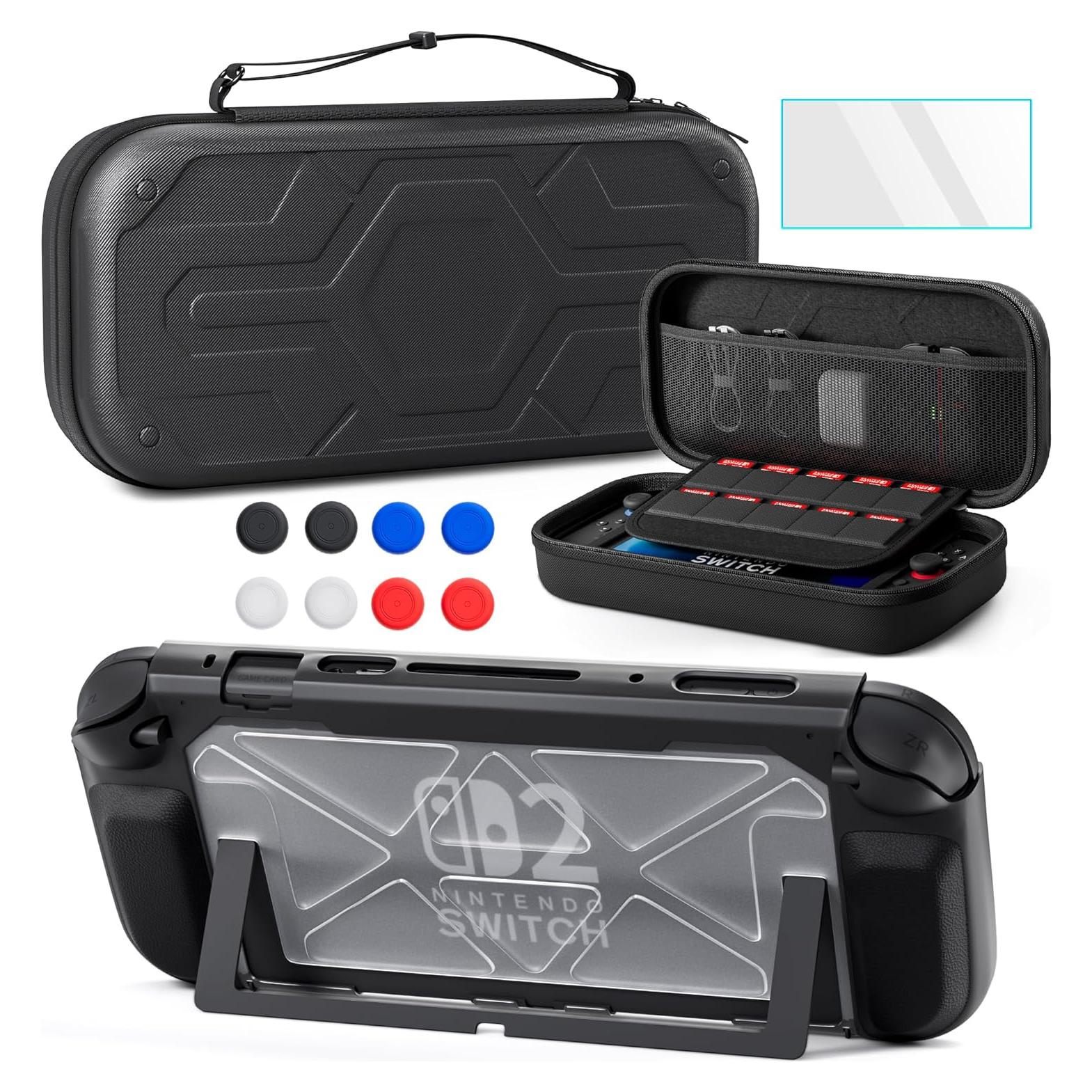 Kit de Accesorios PAWDIARY para Nintendo Switch 2 2025 - Funda Negra