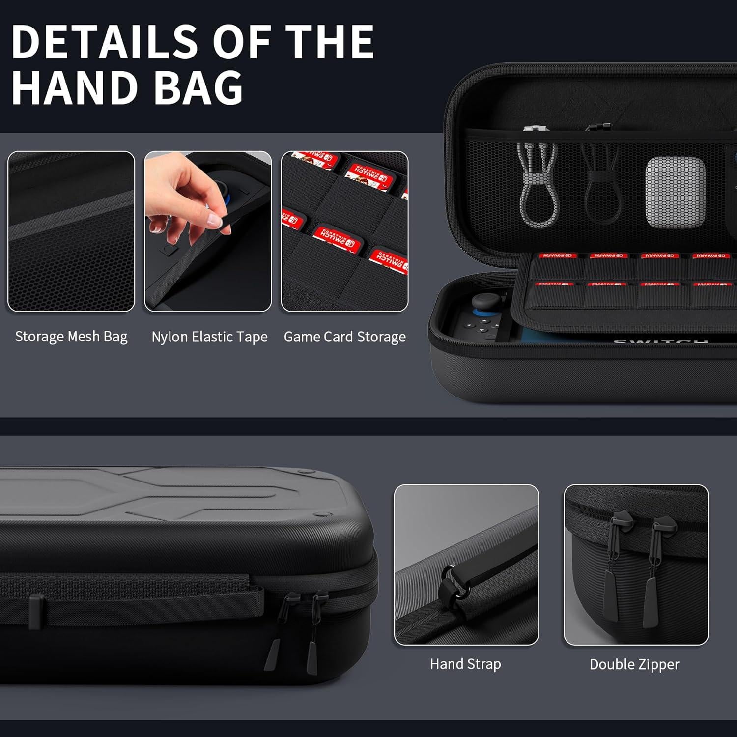 Kit de Accesorios PAWDIARY para Nintendo Switch 2 2025 - Funda Negra