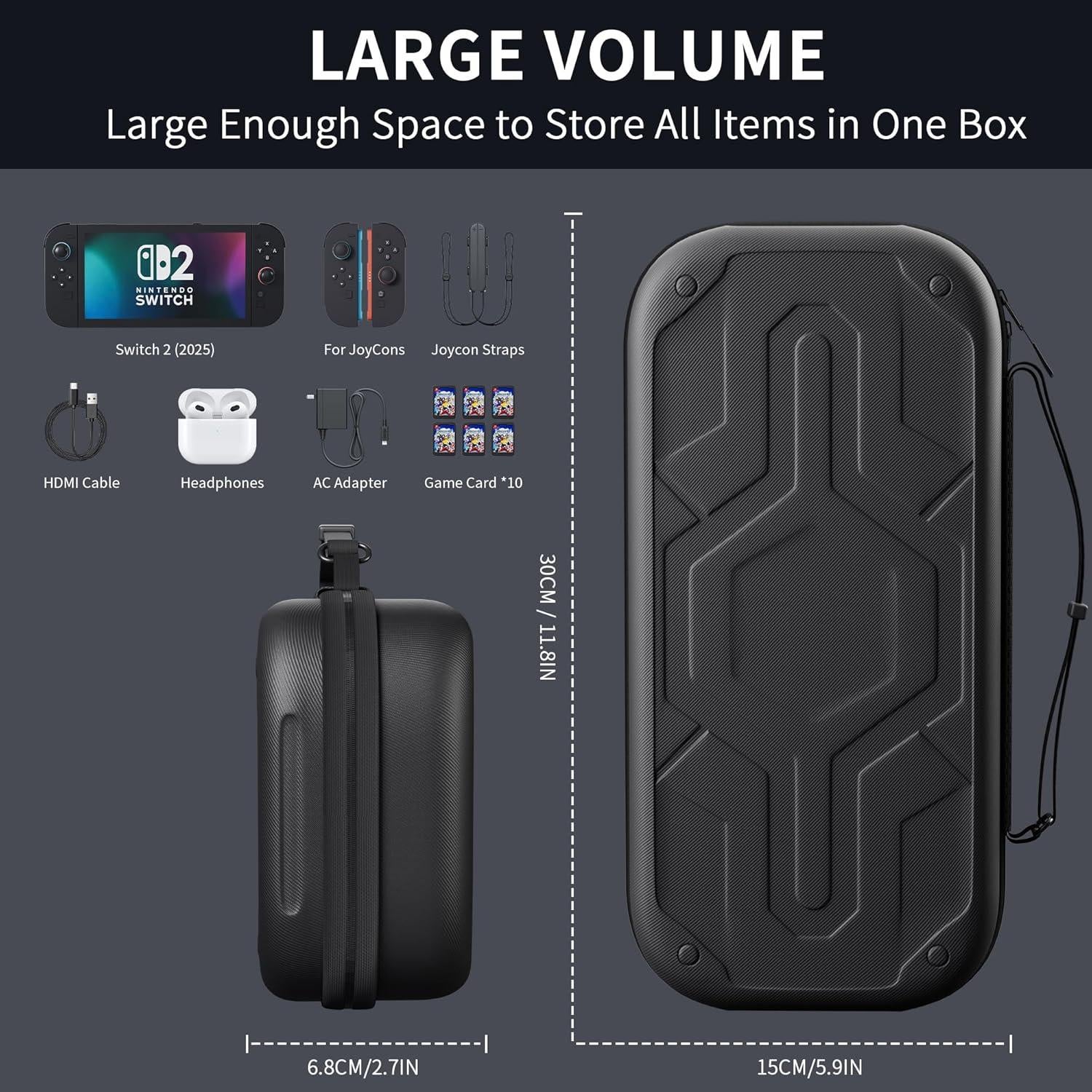 Kit de Accesorios PAWDIARY para Nintendo Switch 2 2025 - Funda Negra