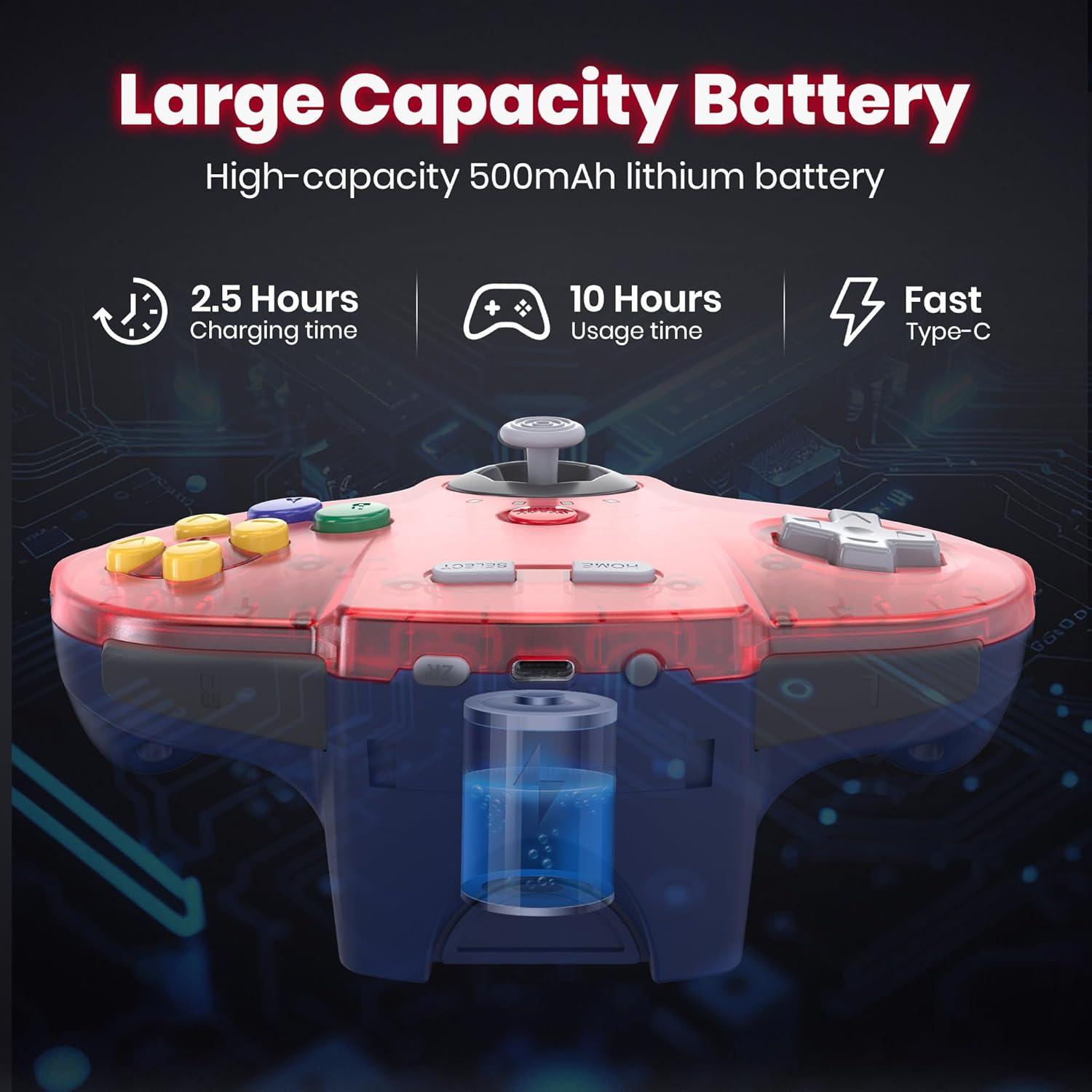 Controladores Inalámbricos N64 SAFFUN para Switch y PC - Rojo/Amarillo