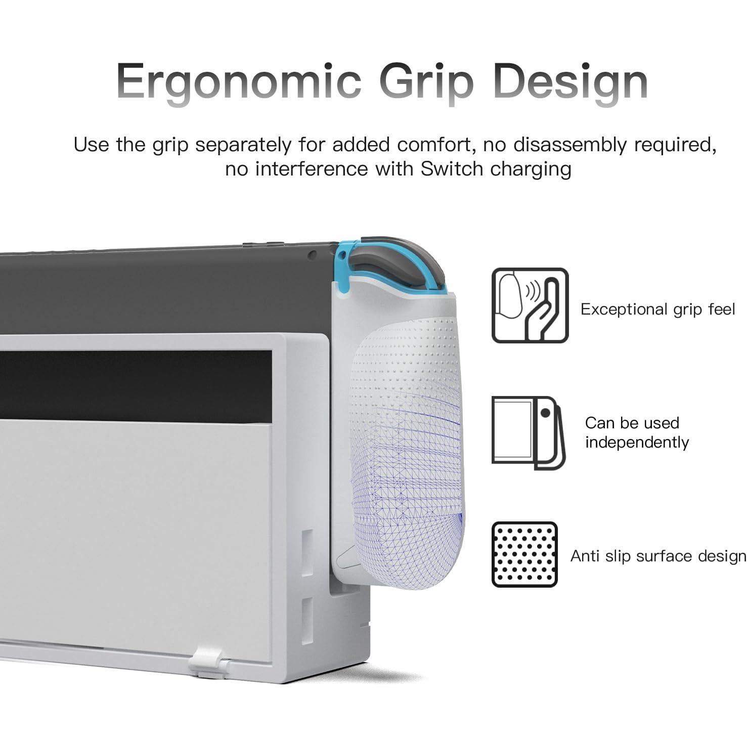 Agarre Ergonómico MystiForge para Joy-Con Nintendo Switch Blanco