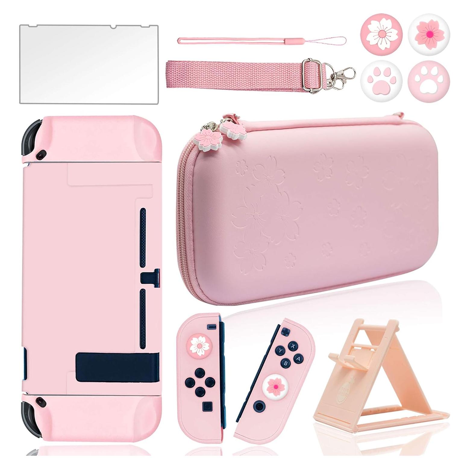Kit de Accesorios BRHE para Nintendo Switch Rosa 10 en 1