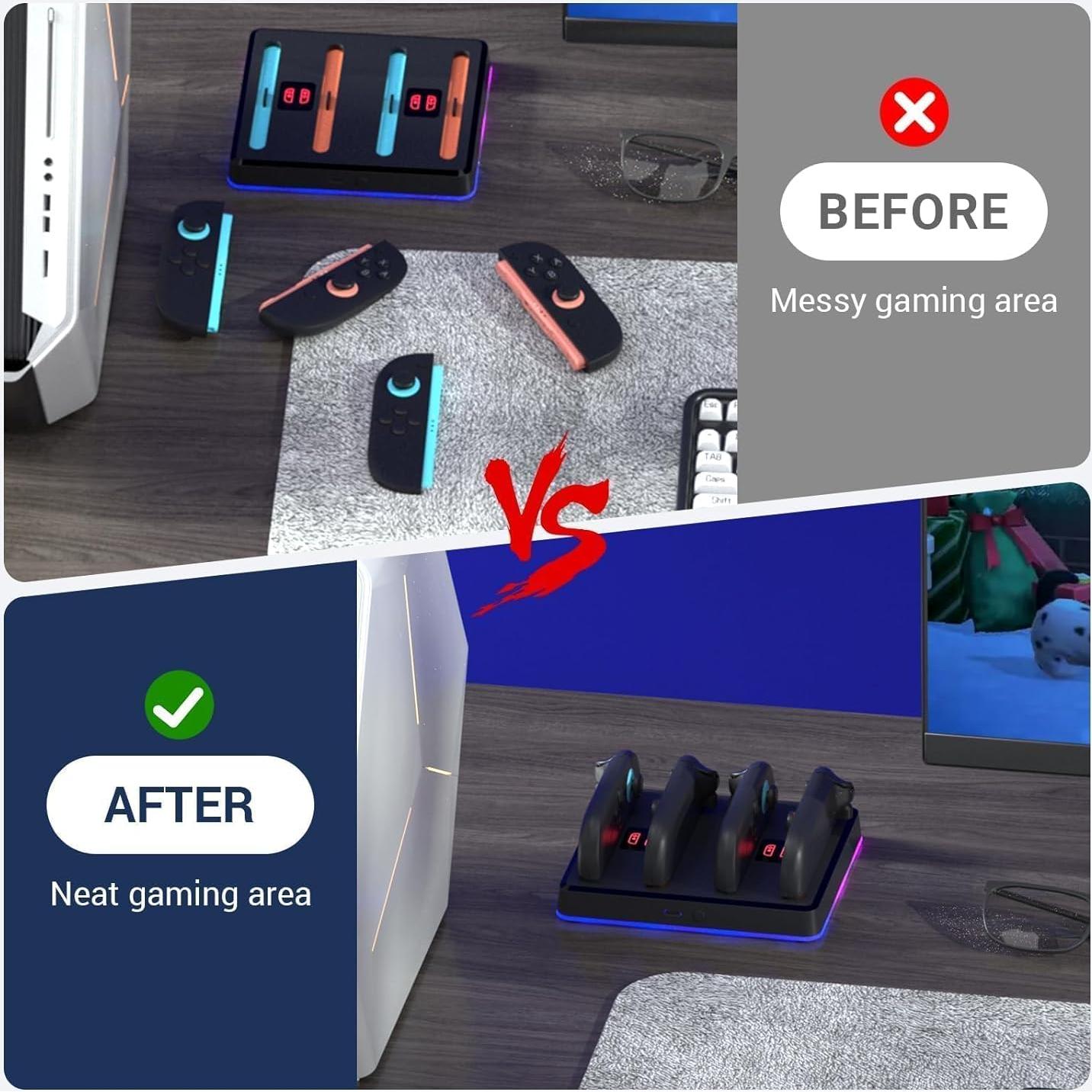 Dock de Carga Rápido NANANINO para 2 Controladores Joy-Con