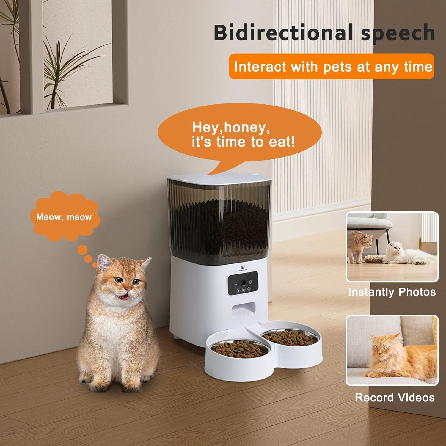 Comedero Automático Doble HONGSON LEDA 5L 1080P HD para Gatos