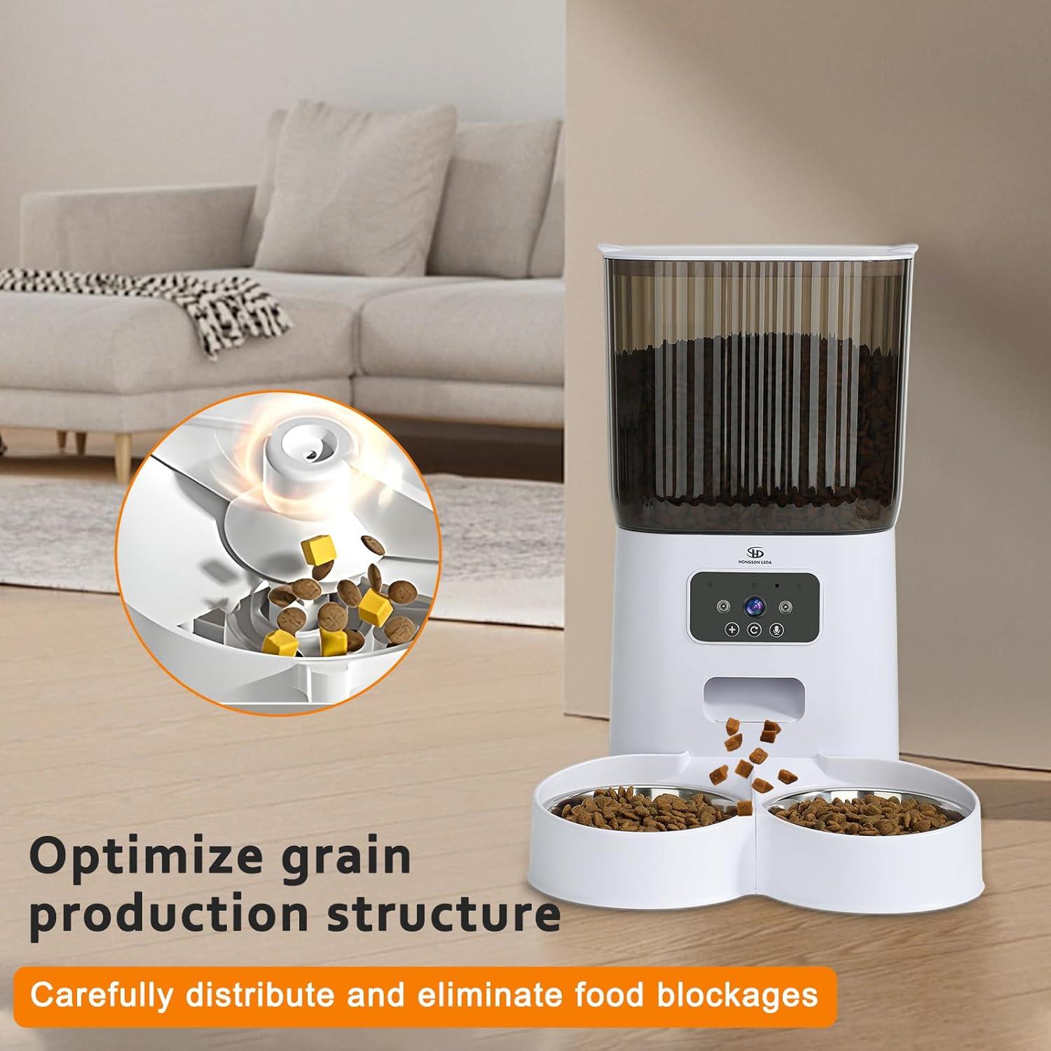 Comedero Automático Doble HONGSON LEDA 5L 1080P HD para Gatos