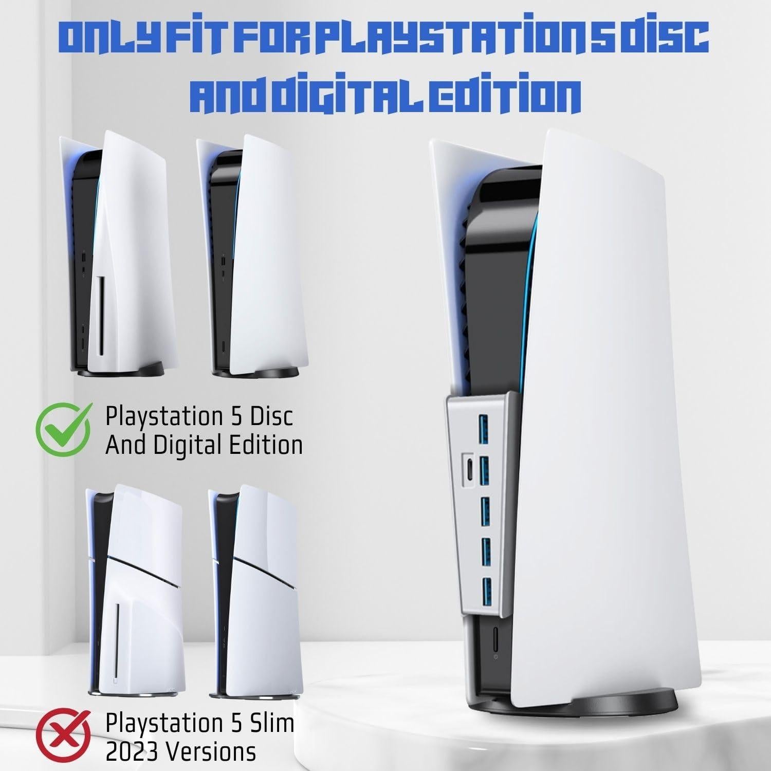 Hub USB 3.1 TNP para PS5 - 4 Puertos USB A + 1 USB C Blanco